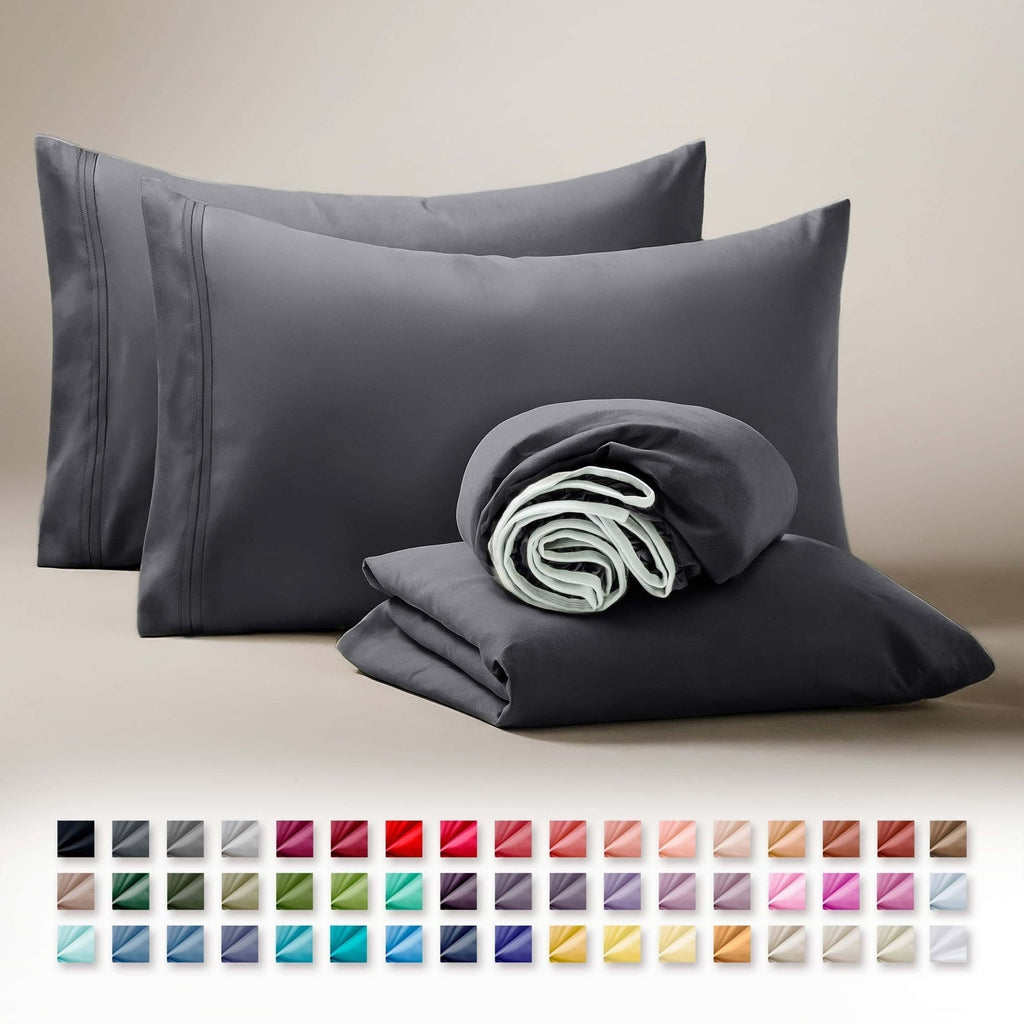 Ultra-Soft Sheets Set, 4 Piece Deep Pocket Sheets, 100% Soft Microfiber Bed Sheets Set, Gray - Cooling Hotel Quality Bedding Sheets and Pillowcases Detail