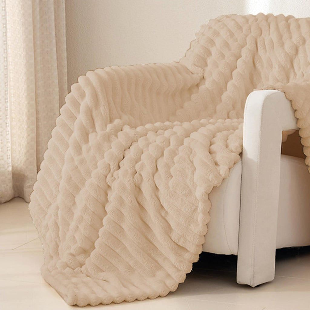 Decorative Knitted Extra Large Throw Blanket for Couch Home Office Hotel 100% Cotton Super Soft Blanket for Adult 47"x70" Khaki - Lightweight Plush Warm Blanket for All Seasons Detail
