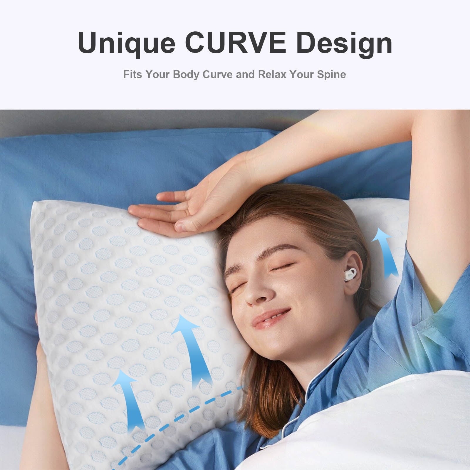 Orthopedic Support Cooling Shredded Memory Foam Bed Pillows Adjustable Firm Support Pillow for Side and Back Sleepers Curved Pillows Set... - Orthopedic Shredded Foam Bed Pillow Set Detail
