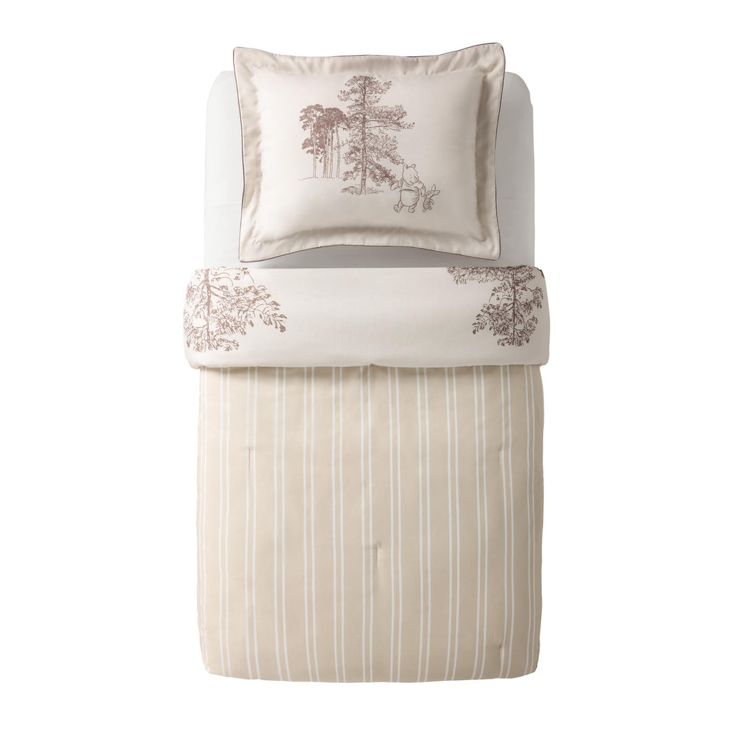 All-Season Kids 2 Piece Khaki Comforter and Sham Bedding Set, Twin/Full - Luxurious Quilted Duvet Cover Set Detail