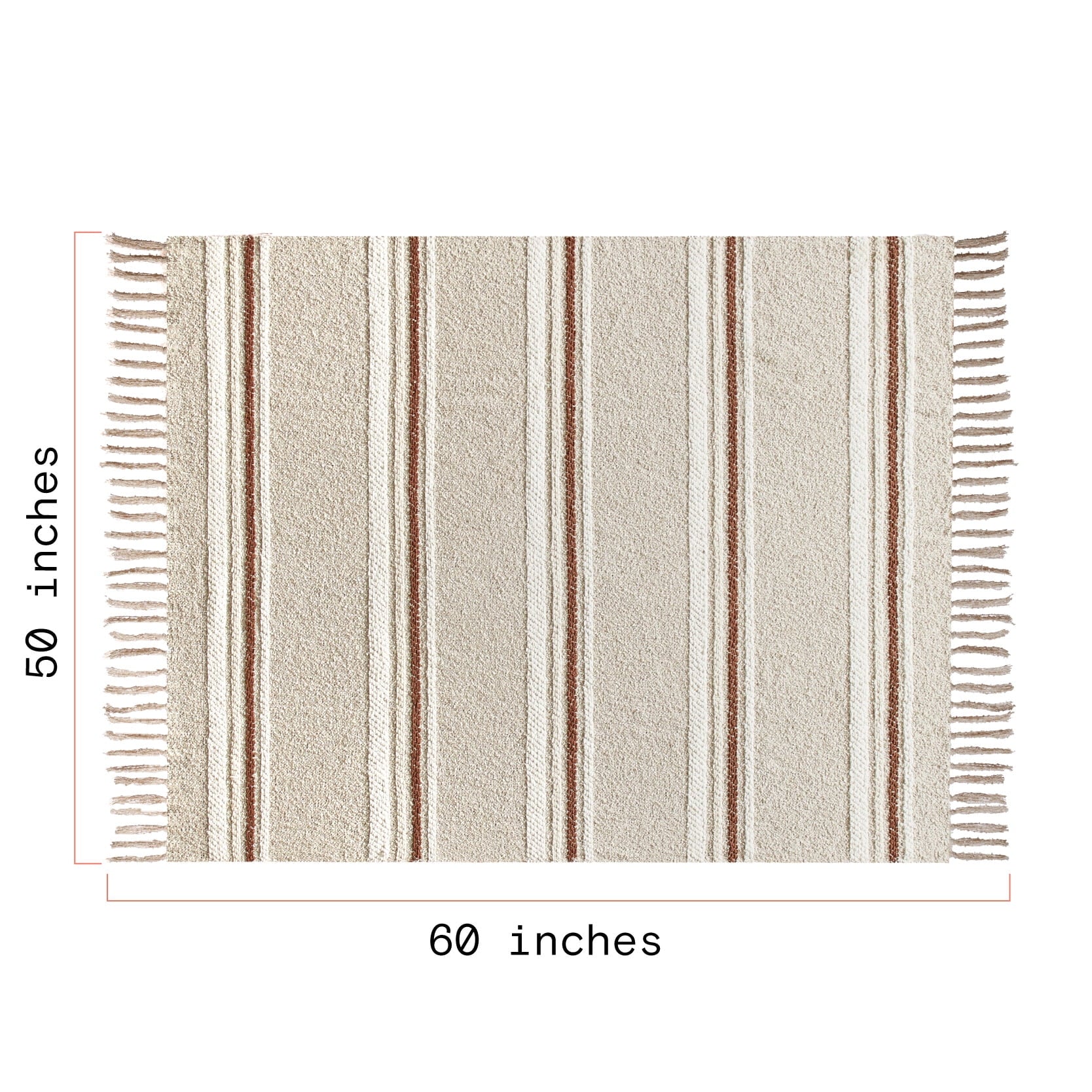 Lightweight Warm 60" x 50" Cozy Striped Porcini Chenille Throw - Luxury Knitted Decorative Throw Blanket with Fringes Detail