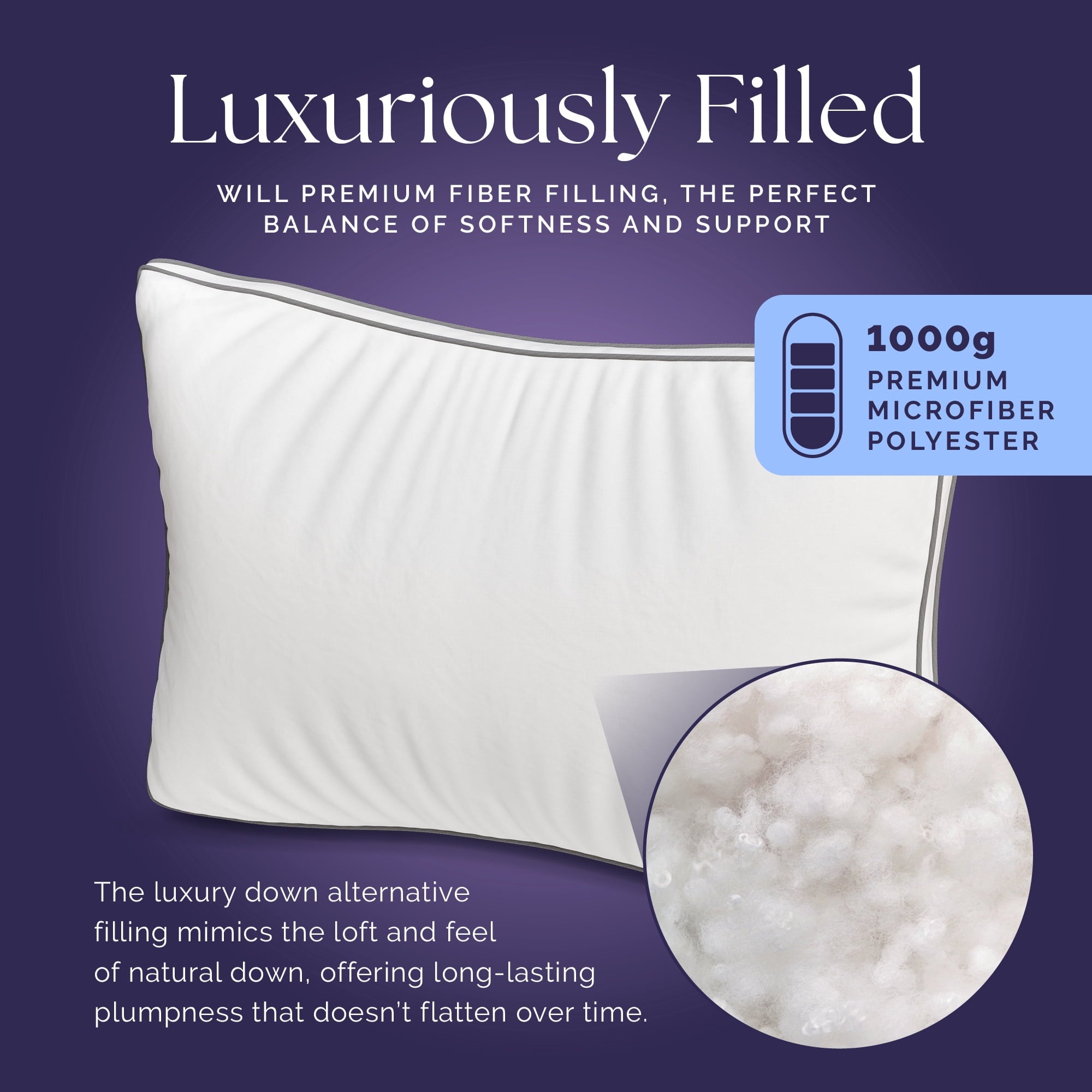 Decorative Plump Bed Pillows Queen Size Set of 2 - Luxury Down Alternative Pillow - 5 Star Hotel Pillows for Back, Side and Stomach Sl... - Decorative Throw Pillow Cushion for Sofa & Bed Detail
