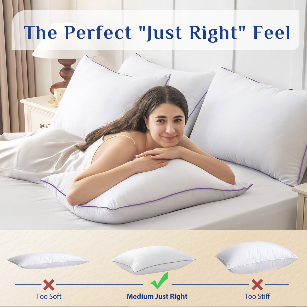 Fluffy Shredded Pillows Standard Size Set of 2, Hotel Down Alternative Sleeping Bed Pillows for Side Back Stomach Sleepers - Hotel Quality Plush Sleeping Pillows Detail