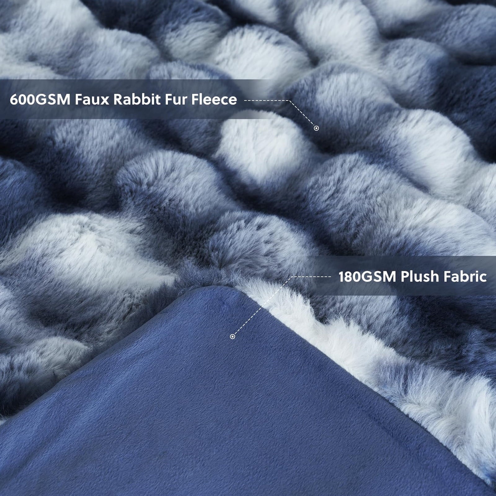 Cozy Fleece Faux Fur Throw Blanket for Couch Luxury Fluffy Thick Bubble Blanket Warm Cozy Throw for Bedroom Living Room, 50" x 60... - Super Soft Reversible Sherpa Flannel Blanket Detail