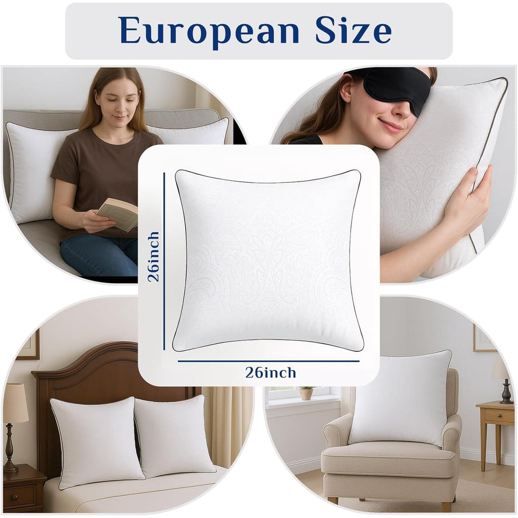 Fluffy Shredded for Sleeping, Soft and Supportive Throw for Couch, Bed and Sofa, Down Alternative Pillow, 26x26 Inches - Hotel Quality Plush Sleeping Pillows Detail