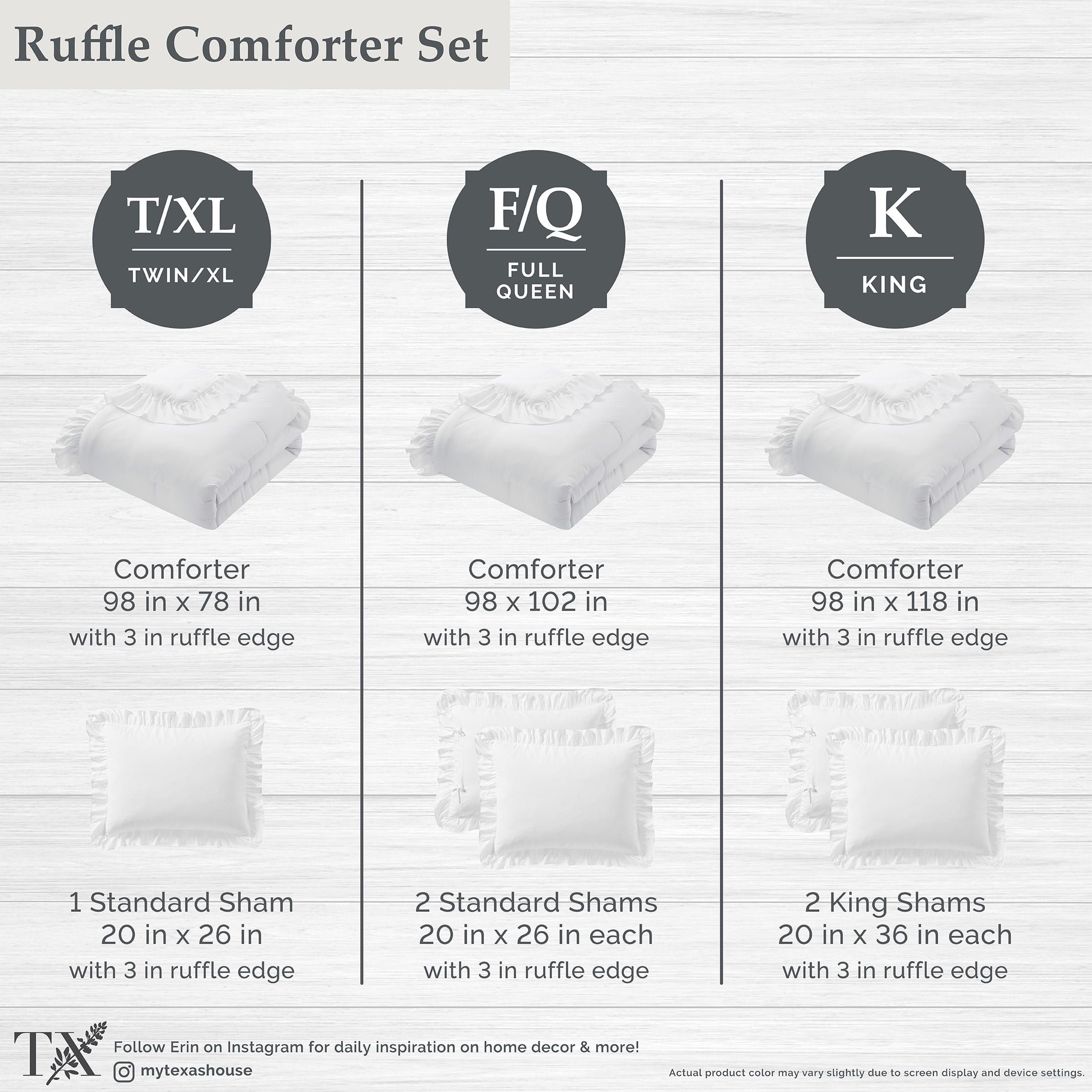 Heavyweight Warmth Full/Queen Comforter Set, All-Season, 3-Piece, White Ruffle - Hypoallergenic Ultra-Fluffy Quilt for Winter Detail