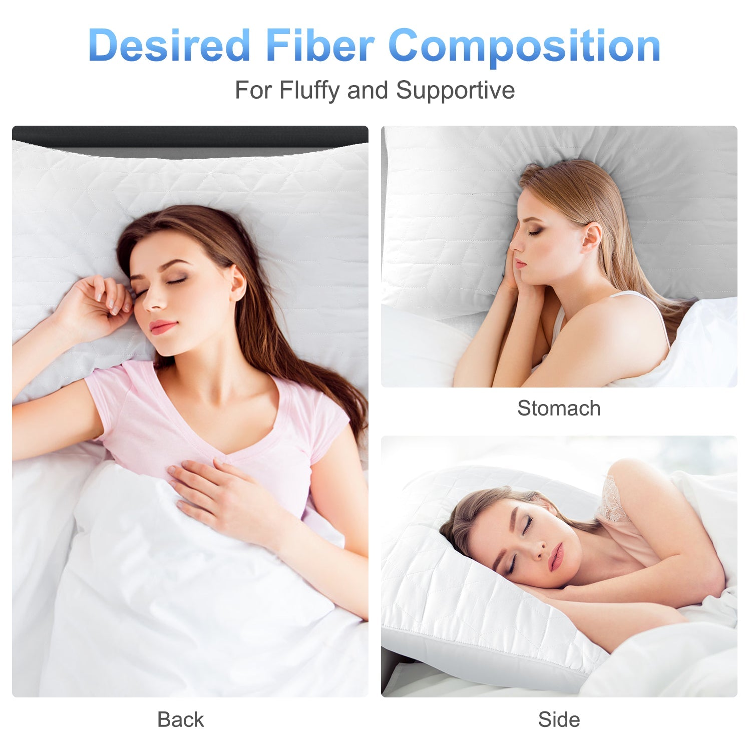 Fluffy Shredded Bed Pillows for Sleeping 2 pack, King Size Cooling Pillows Hotel Quality with Premium Soft Down Alternative Fill for ... - Orthopedic Shredded Foam Bed Pillow Set Detail