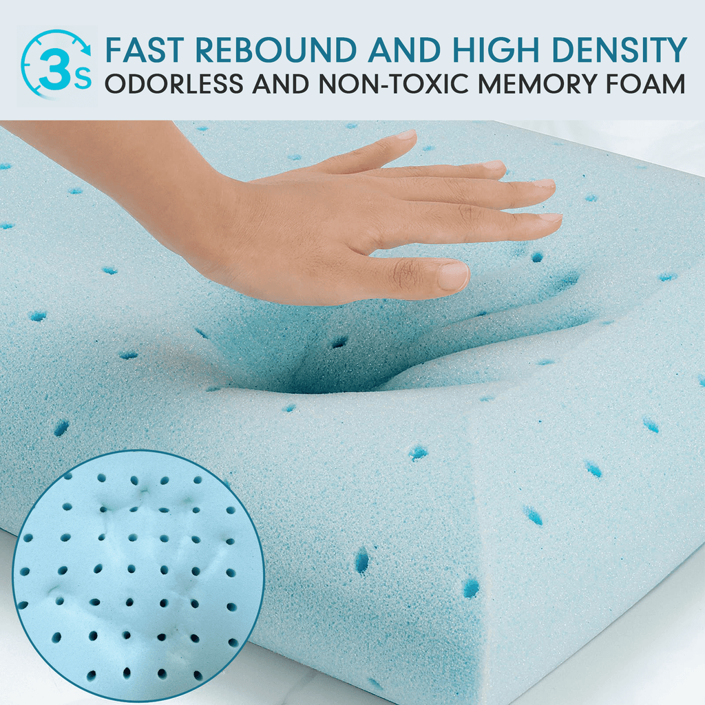 Decorative Plump Gel Memory Foam Pillow, Queen Size Bed Pillow, Washable Cover, Cooling, Breathable Neck Pillow for Sleeping - Ergonomic Memory Foam Pillow for Neck Pain Support Detail
