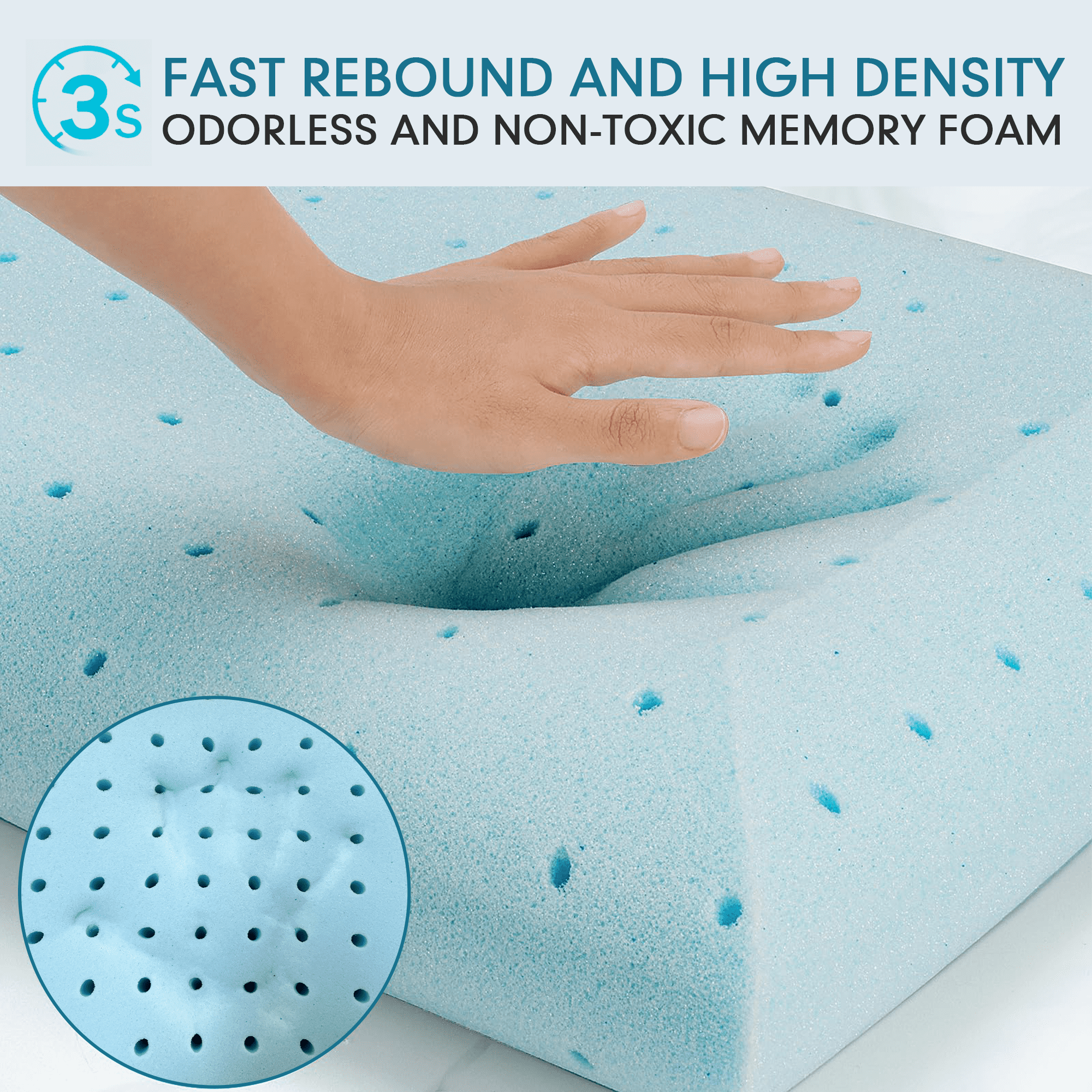 Decorative Plump Gel Memory Foam Pillow, Queen Size Bed Pillow, Washable Cover, Cooling, Breathable Neck Pillow for Sleeping - Ergonomic Memory Foam Pillow for Neck Pain Support Detail