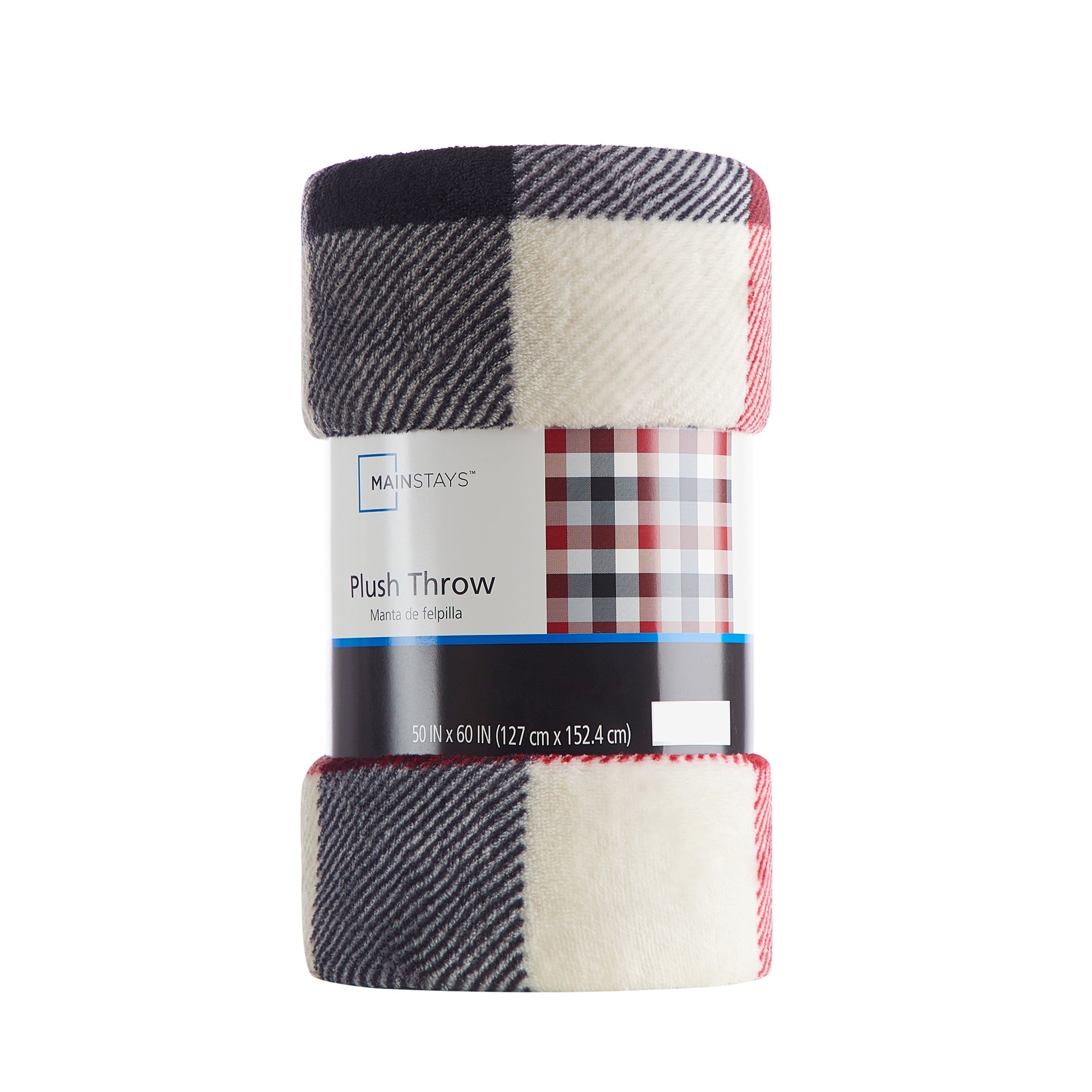 Reversible Sherpa Cozy Plush Throw Blanket, Red Plaid 50" x 60" All Ages - Luxury Knitted Decorative Throw Blanket with Fringes Detail