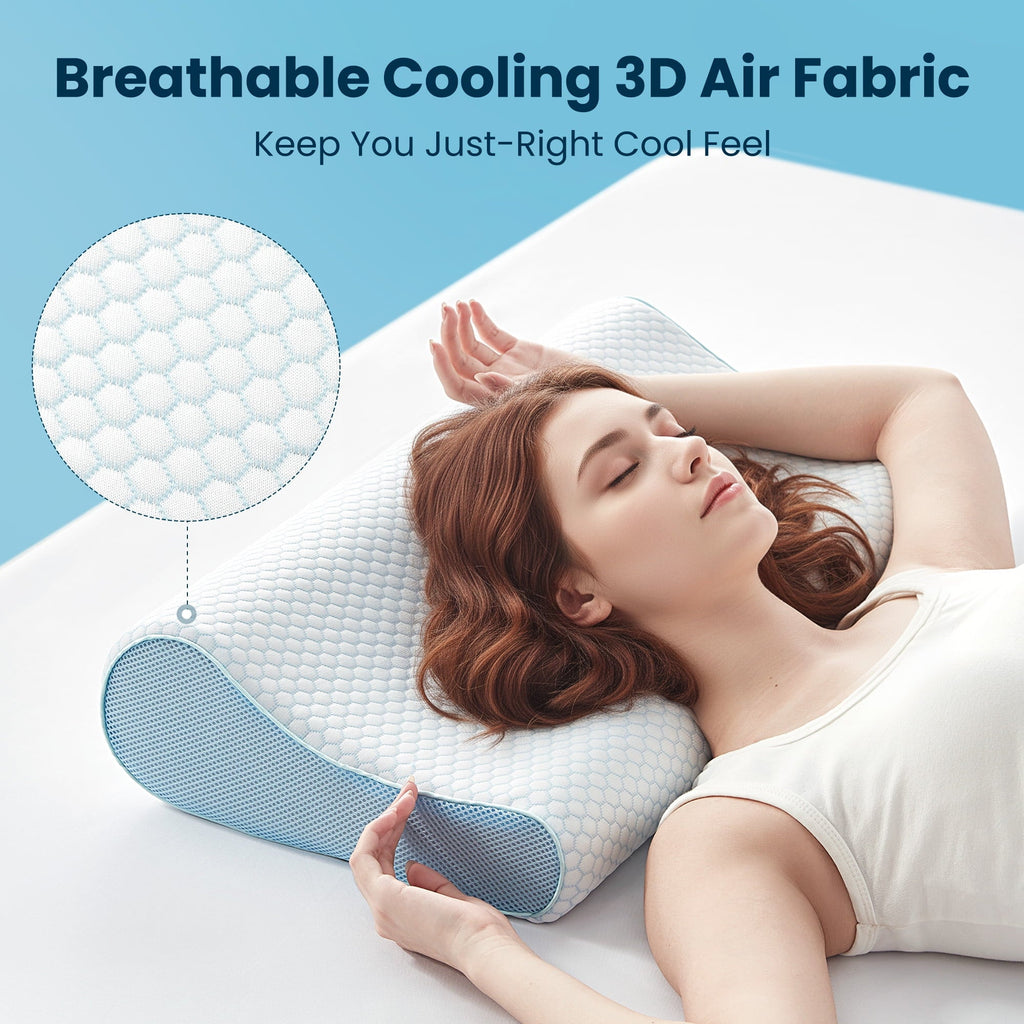 Ergonomic Memory Foam Standard Cooling Memory Foam Pillow, Ergonomic Adjustable Orthopedic Contour Bed Pillows Neck Support for Side Back S... - Hotel Quality Plush Sleeping Pillows Detail