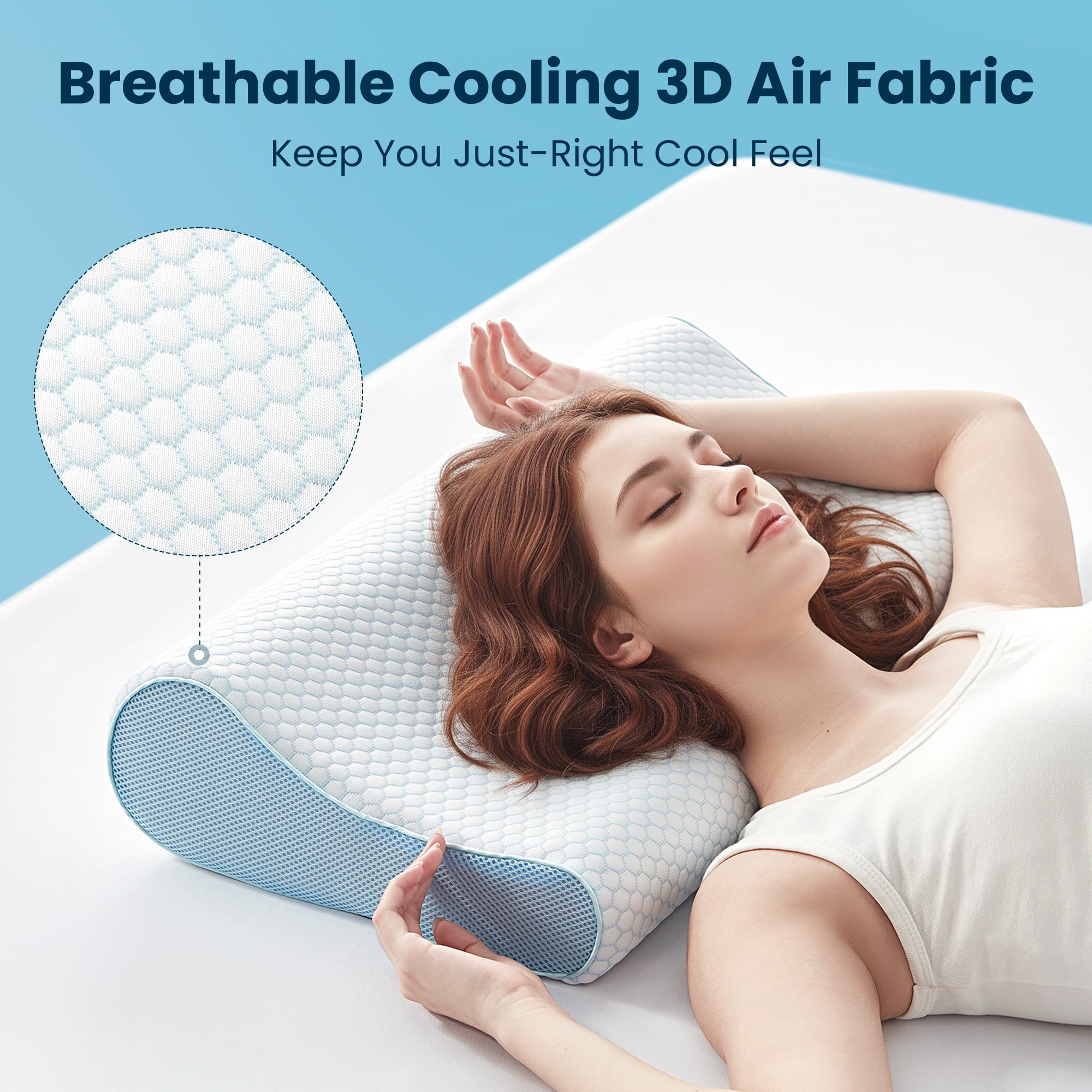 Ergonomic Memory Foam Standard Cooling Memory Foam Pillow, Ergonomic Adjustable Orthopedic Contour Bed Pillows Neck Support for Side Back S... - Hotel Quality Plush Sleeping Pillows Detail