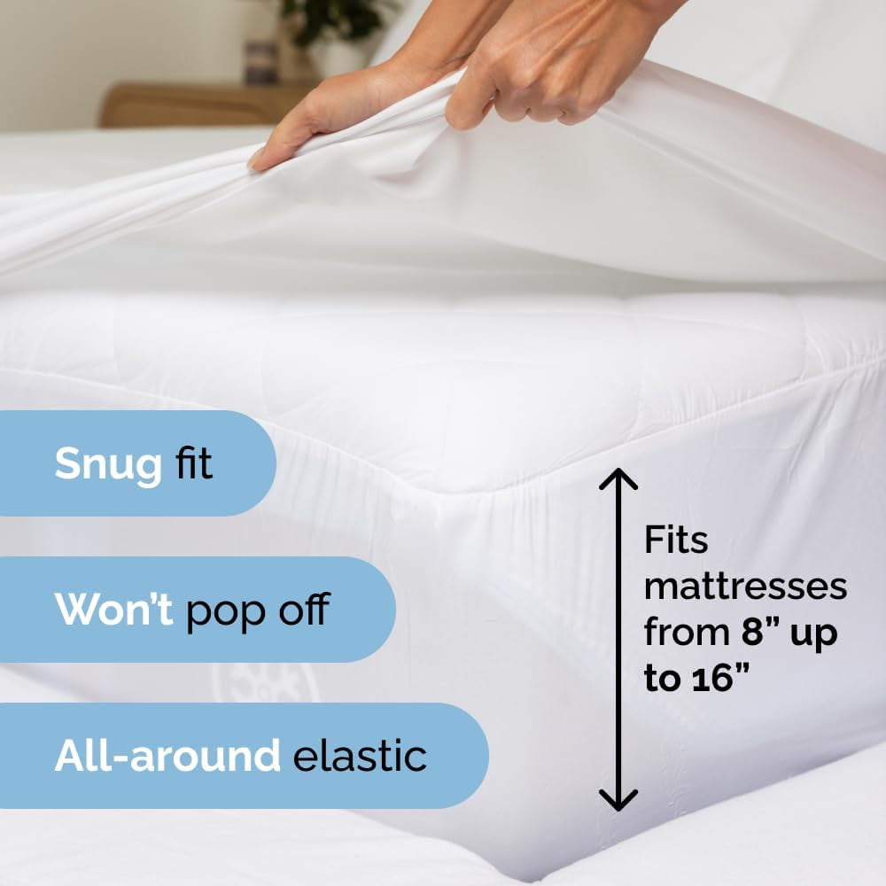 Premium Egyptian Cotton 4-Piece Ultra Soft & Comfy Hotel Luxury Sheet Set - Full Size Cooling Bed Sheet Fits 8"-16" Mattresses, White - Luxury Bed Sheet Set with Deep Pockets Detail
