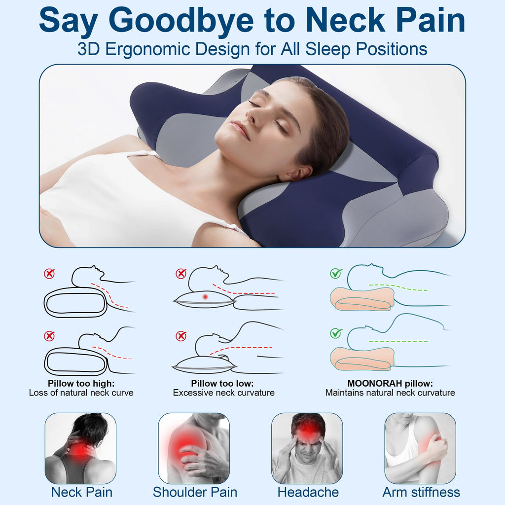 Hotel Collection Cooling Bed Pillow for Neck & Shoulder Pain Relief, Cervical Support Comfort Pillow for Side Back Stomach Sleeper, Er... - Orthopedic Shredded Foam Bed Pillow Set Detail