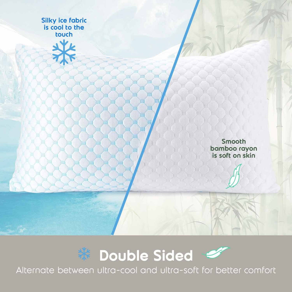 Hotel Collection Cooling Pillows for Bed, Memory Foam Bed Pillow, Queen Pillows 20” X 28”, 2 Pack - Decorative Throw Pillow Cushion for Sofa & Bed Detail