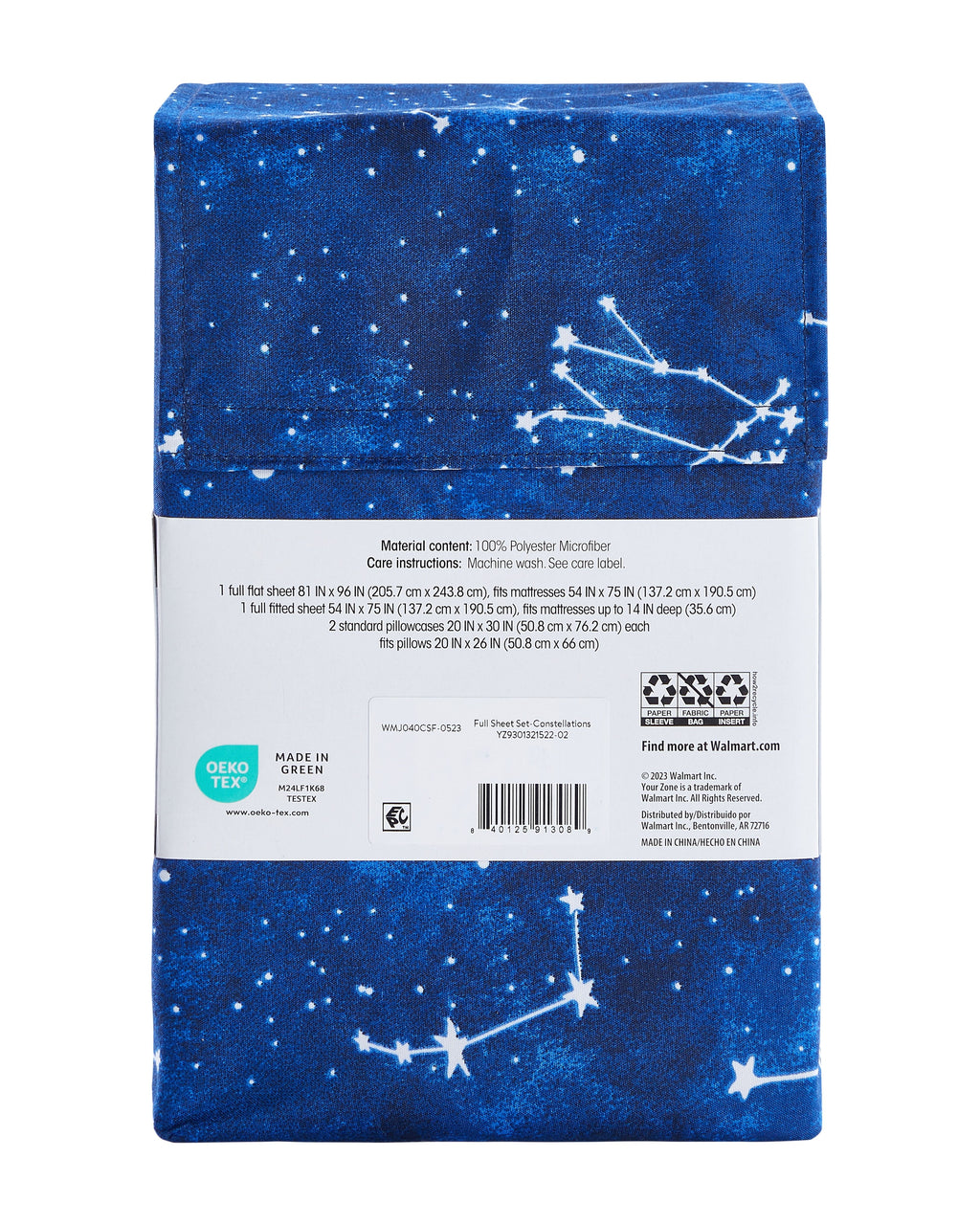 Ultra-Soft Kids Soft Microfiber Sheet Set, Navy Blue Stars, Full, 4 Pieces, Easy Care - Premium Ultra-Soft Pillowcase Pair for Sleeping Detail