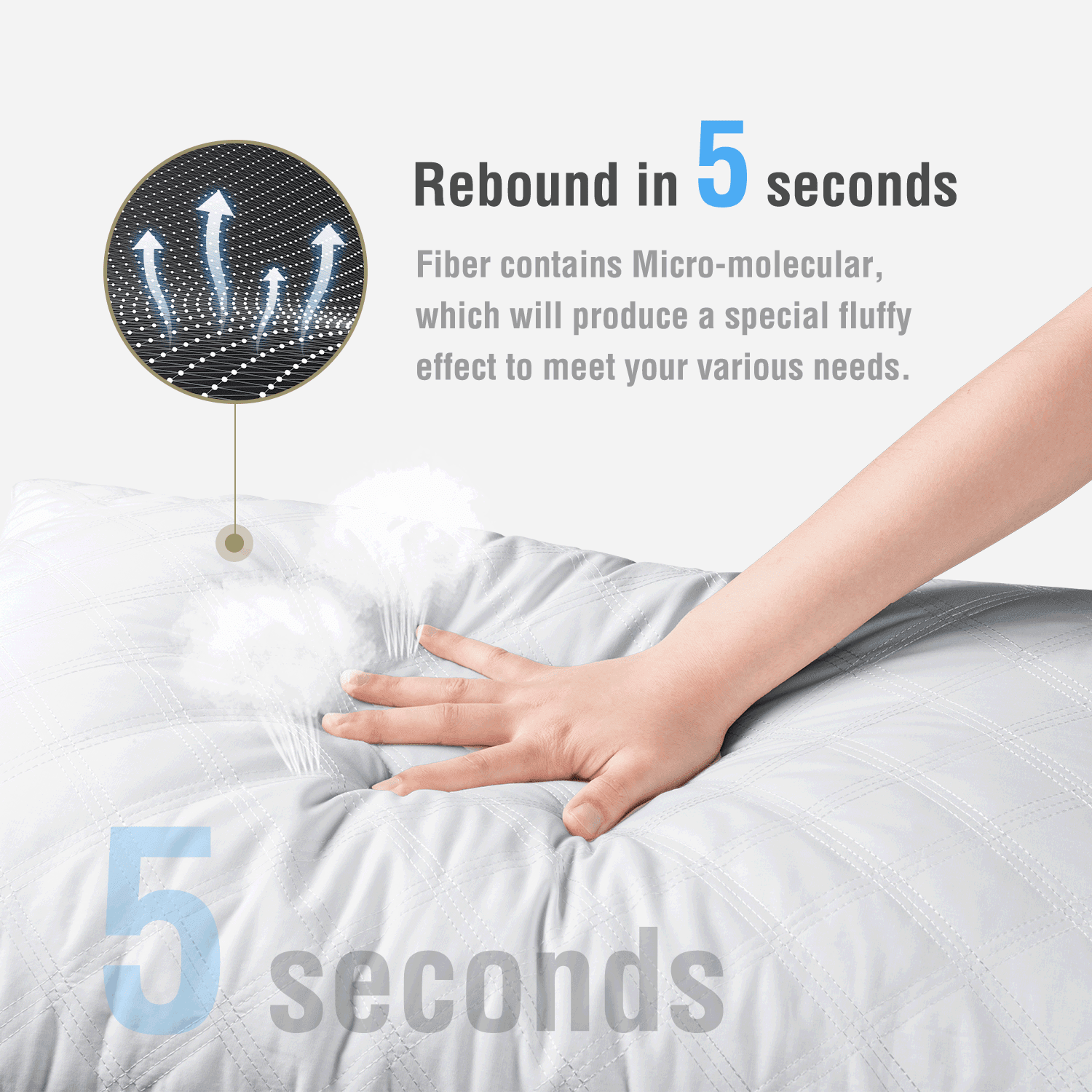 Orthopedic Support Bed Pillows Queen Size Set of 2 Pillows for Bed 2 Pack Cooling Hotel Collection Down Alternative Pillows 20 x 30 inches - Ergonomic Memory Foam Pillow for Neck Pain Support Detail