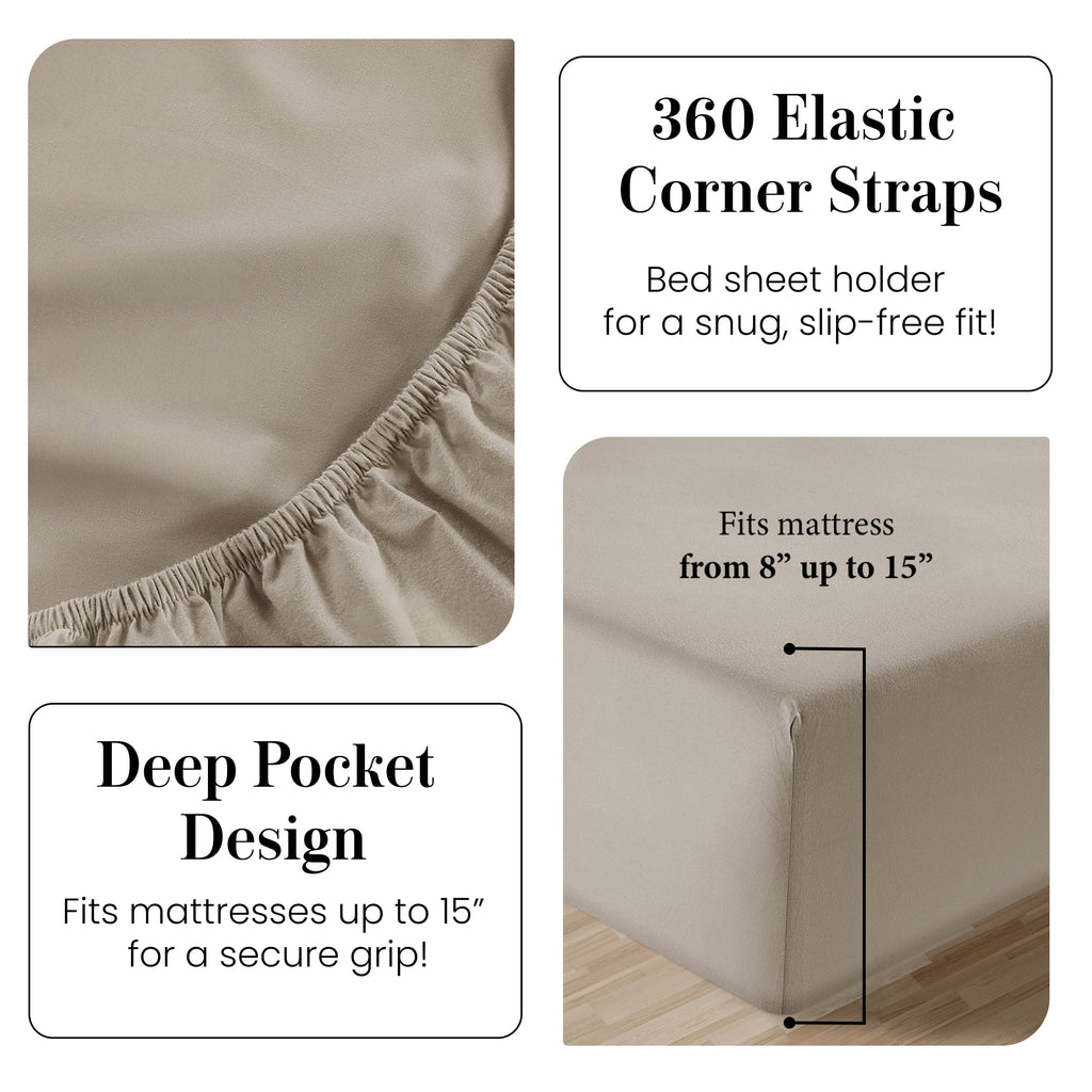 Ultra-Soft 100% Cotton Sheets Set – 4 Piece Cal King Bed Sheet, Soft & Comfy All Season Breathable Percale Weave, 15” Snug Fit D... - Luxury Bed Sheet Set with Deep Pockets Detail