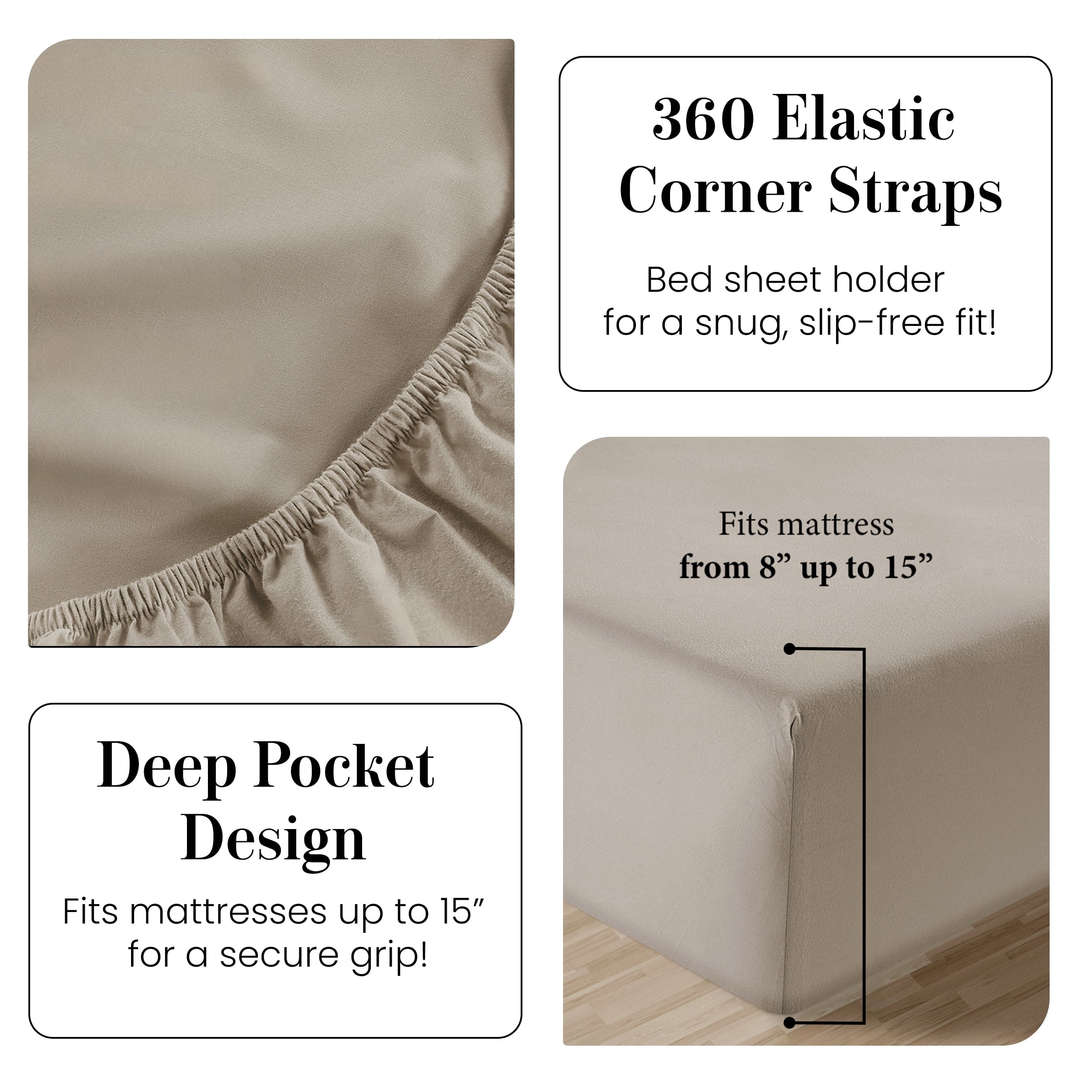 Ultra-Soft 100% Cotton Sheets Set – 4 Piece Cal King Bed Sheet, Soft & Comfy All Season Breathable Percale Weave, 15” Snug Fit D... - Luxury Bed Sheet Set with Deep Pockets Detail