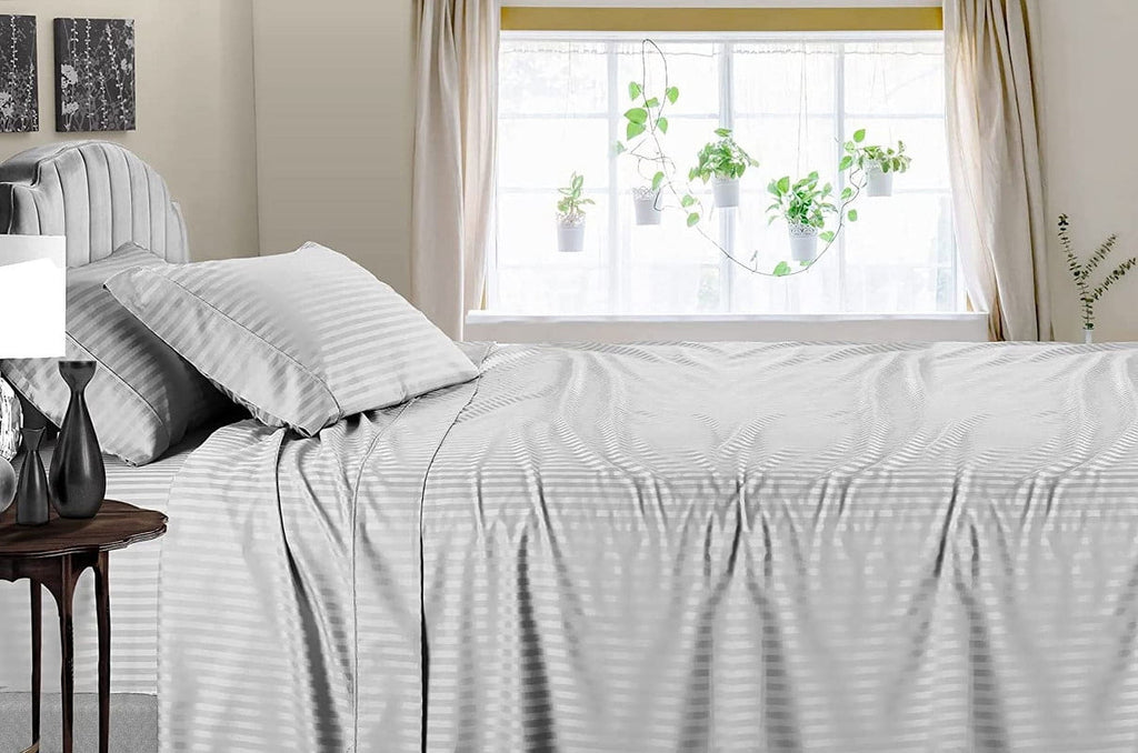 Cooling Sateen 4 Piece 100% Egyptian Cotton Bed Sheets Set - Luxury Soft & Sheets - Deep Pocket of 16" Inch - Hotel Style Silky Bedd... - Premium Ultra-Soft Pillowcase Pair for Sleeping Detail