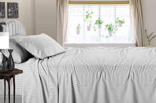 Cooling Sateen 4 Piece 100% Egyptian Cotton Bed Sheets Set - Luxury Soft & Sheets - Deep Pocket of 16" Inch - Hotel Style Silky Bedd... - Premium Ultra-Soft Pillowcase Pair for Sleeping Detail