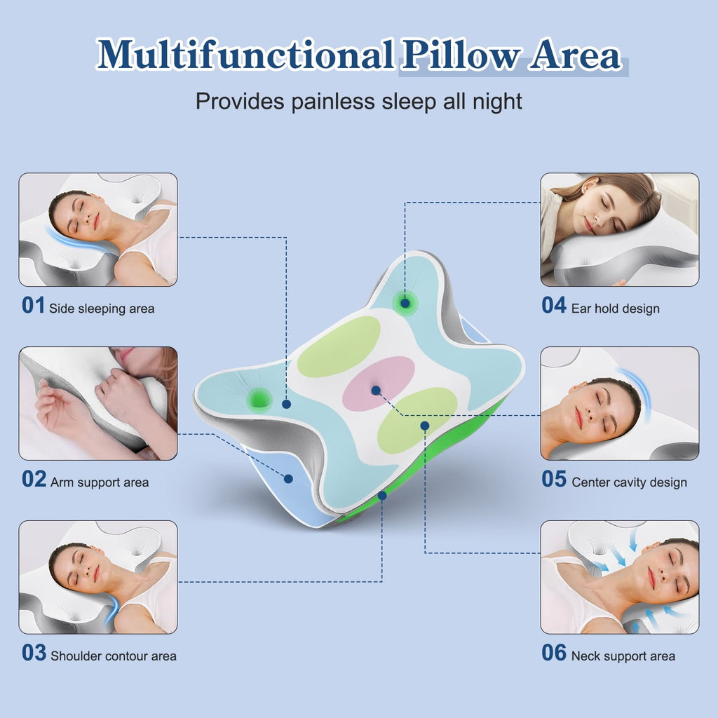 Orthopedic Support Cervical Pillow for Neck and Shoulder, Ergonomic Side Sleeper Pillow for Neck Support, Contour Memory Foam Pillows fo... - Orthopedic Shredded Foam Bed Pillow Set Detail