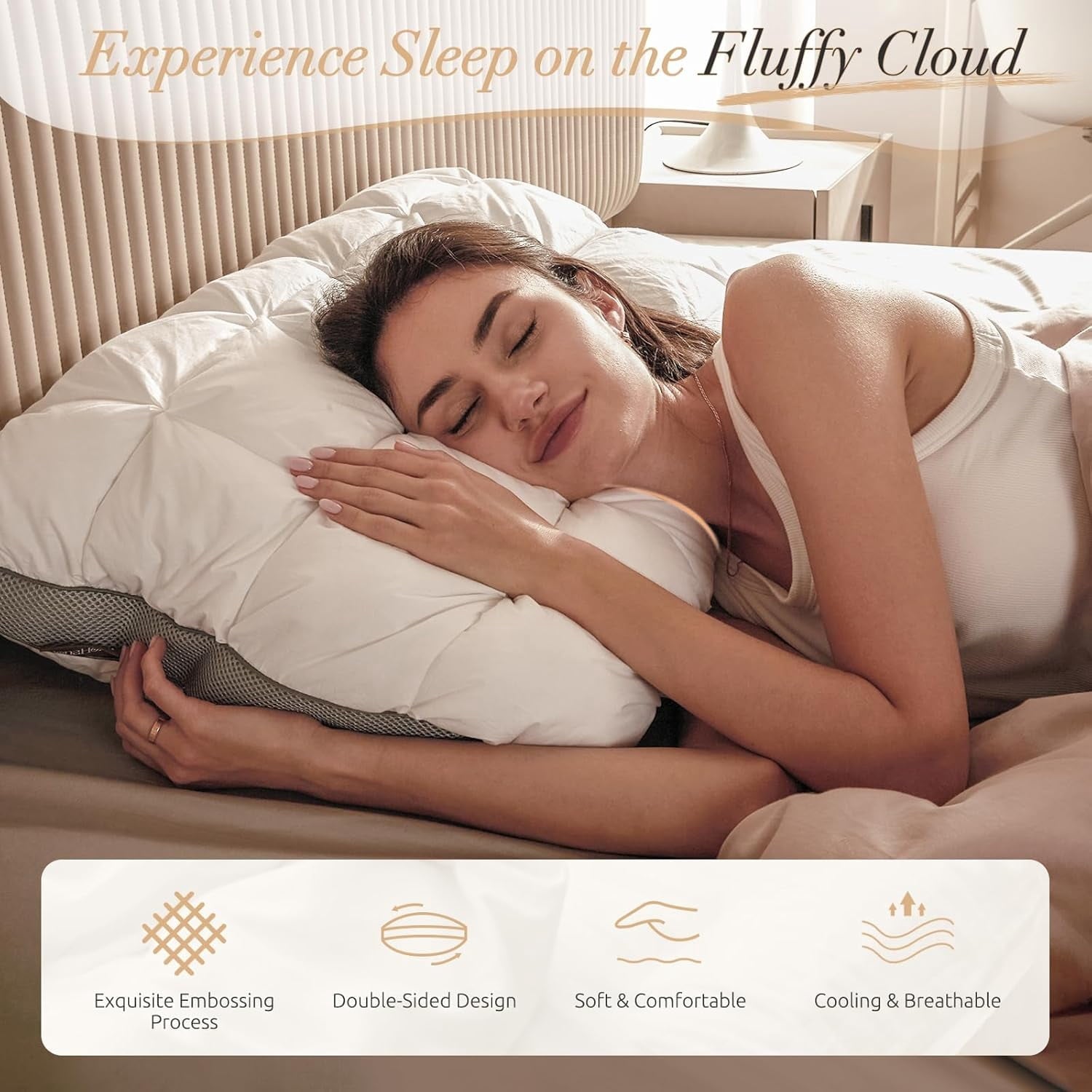 Fluffy Shredded Hotel Cervical Pillow for Sleeping – Ergonomic Contour Neck Support Bed Pillow, Fluffy and Supportive for Side, Back ... - Decorative Throw Pillow Cushion for Sofa & Bed Detail