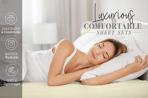 Breathable Luxury Super Soft 1500 Premier Hotel Collection Sheet set, Queen, Gold - Premium Ultra-Soft Pillowcase Pair for Sleeping Detail