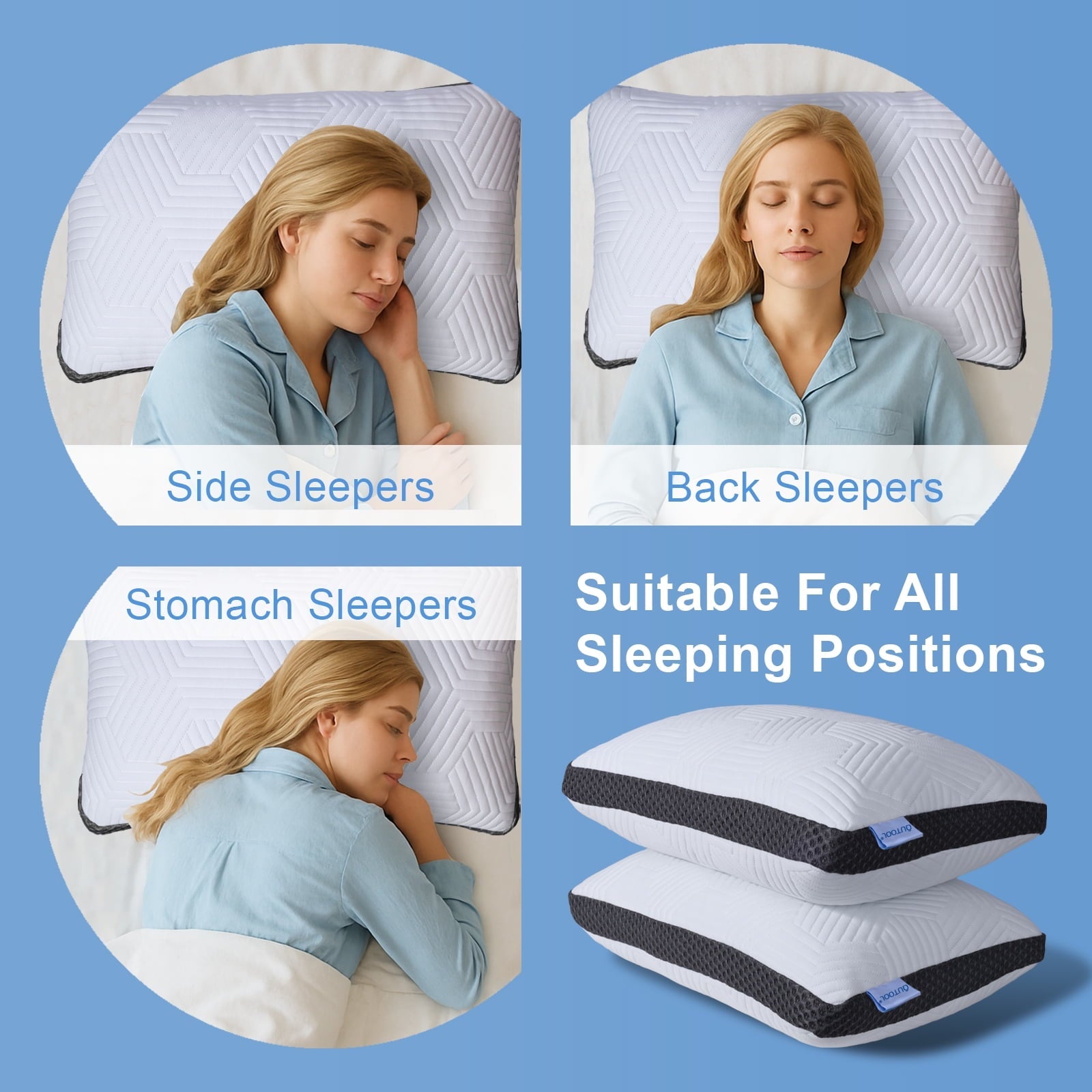Orthopedic Support Soft Bed Pillow, Shredded Memory Foam Pillow, Comfortable Sleeping Pillow, Standard Size, Affordable Everyday Use - Ergonomic Memory Foam Pillow for Neck Pain Support Detail