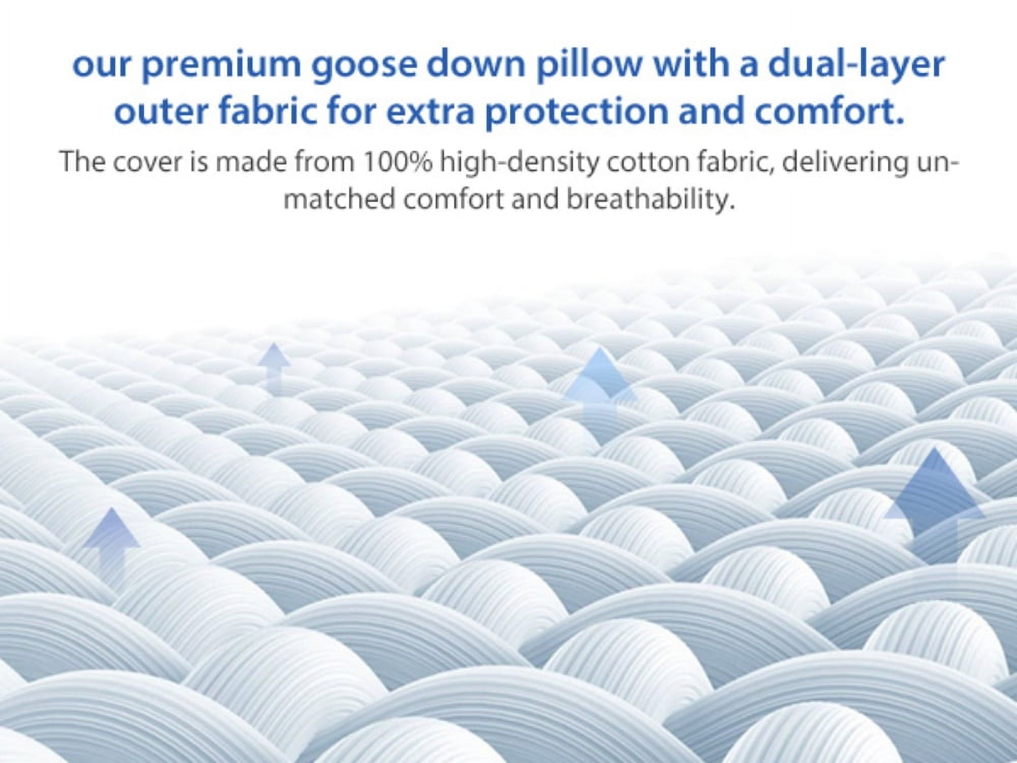 Hotel Collection Goose Feather and Down Pillows Queen Size Set of 2 Luxury Hotel Bed Pillows with Cotton Cover - Orthopedic Shredded Foam Bed Pillow Set Detail