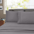 Ultra-Soft 600 100% Cotton Wrinkle Free Striped Sheet Set (Twin, Gray) - Breathable Egyptian Cotton Flat & Fitted Sheets - Default Title
