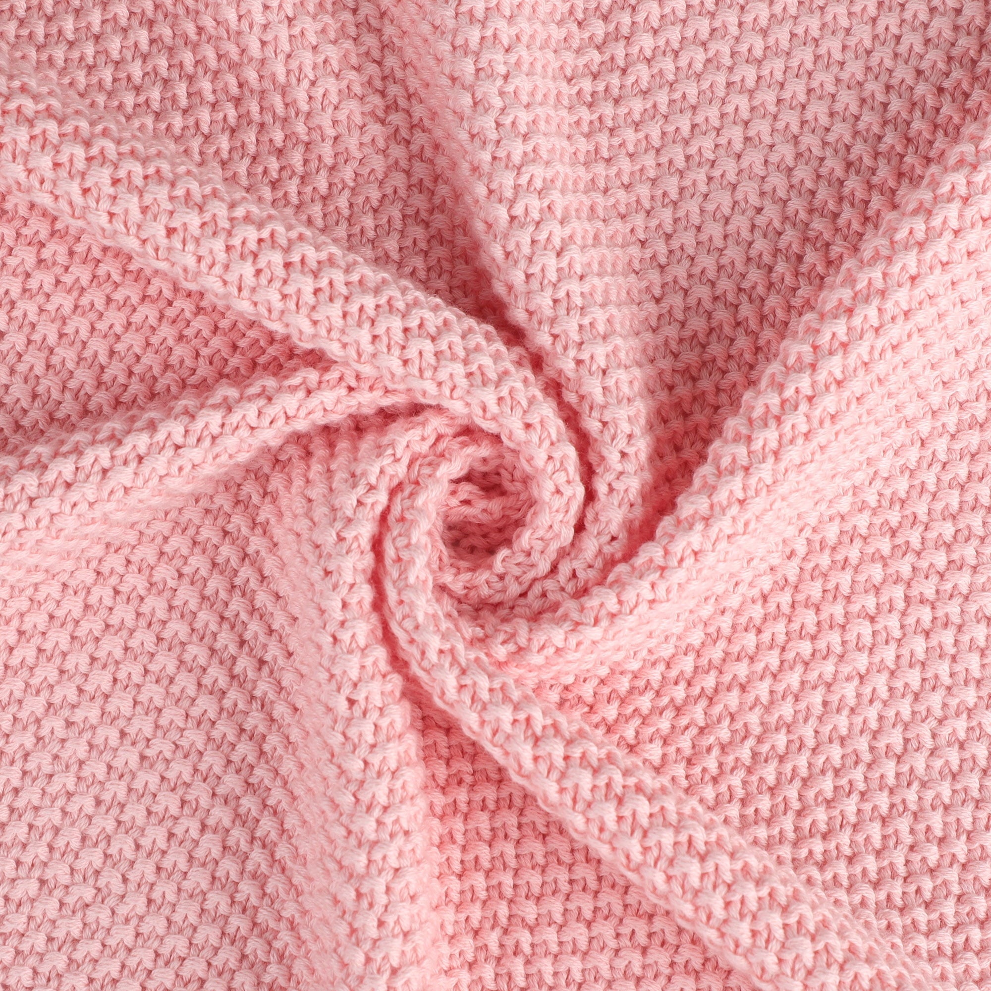 Decorative Knitted Pure Cotton Soft Cable Knit Throw Blanket Pink 50" x 70" - Cozy Fleece Throw Blanket for Couch & Bed Detail