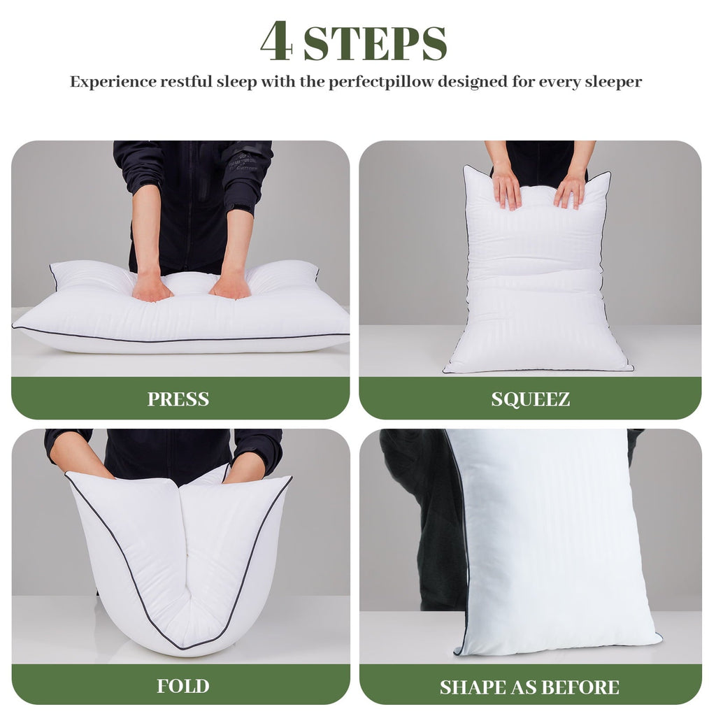 Hotel Collection Pillows Standard Size Set of 2, Hotel Quality, Down Alternative Gusseted Bed Pillows for Side, Back, And Stomach Slee... - Ergonomic Memory Foam Pillow for Neck Pain Support Detail
