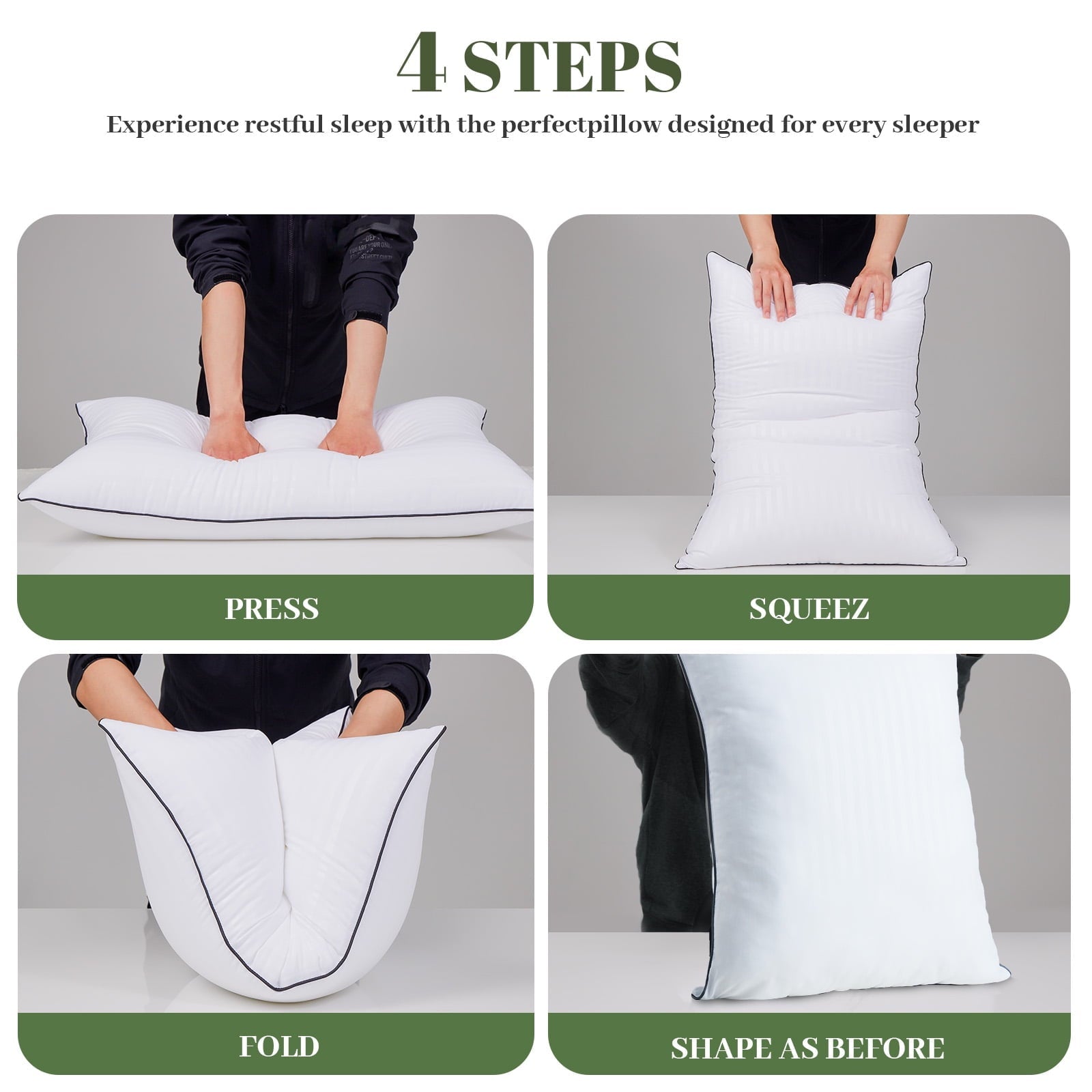 Hotel Collection Pillows Standard Size Set of 2, Hotel Quality, Down Alternative Gusseted Bed Pillows for Side, Back, And Stomach Slee... - Ergonomic Memory Foam Pillow for Neck Pain Support Detail