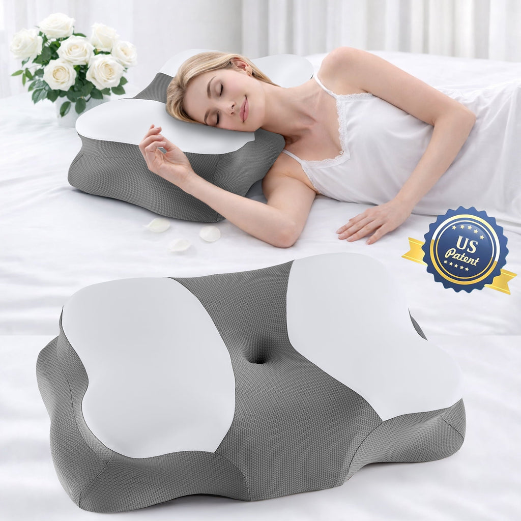 Hotel Collection Memory Foam Cervical Pillow for Sleeping Support - Orthopedic Bed Pillow for Neck, Shoulder Pain Relief, Adults, Side... - Orthopedic Shredded Foam Bed Pillow Set Detail