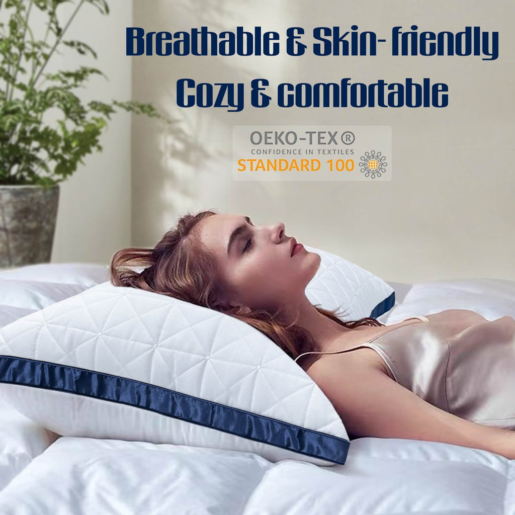 Ergonomic Memory Foam King Size Pillows Set of 2 - Cooling Hotel Luxury Bed Pillows for Sleeping 2 Pack, Supportive Breathable Down Alterna... - Orthopedic Shredded Foam Bed Pillow Set Detail
