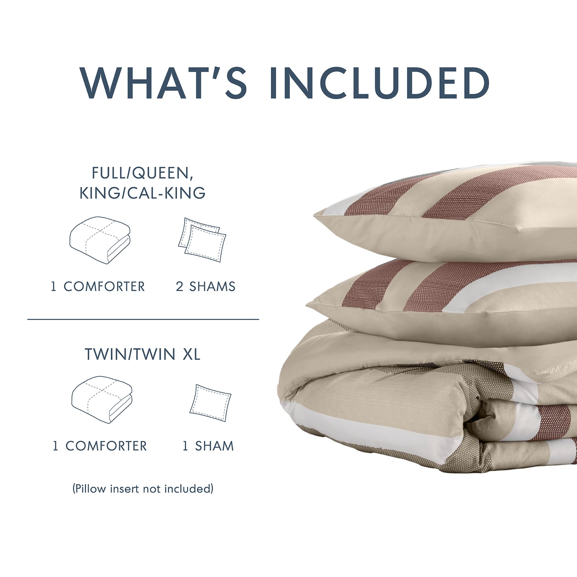 Hypoallergenic Cloud 2-Piece Comforter Sets, Reversible Striped Comforter Set for Dorm, Lightweight All Season Bedding Set with Pillow Sha... - All-Season Down Alternative Comforter Insert Detail
