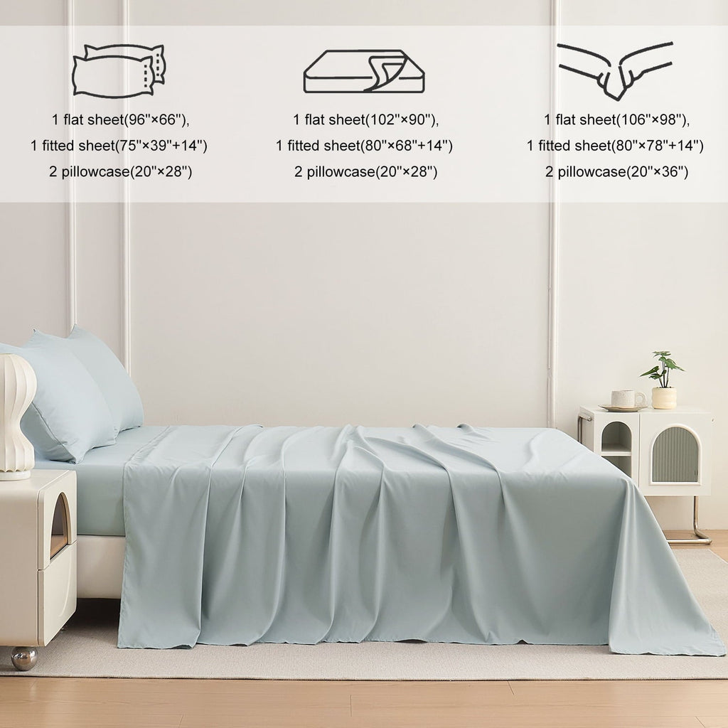 Ultra-Soft Sheets Set 4 Piece Queen/Full Size Sheet Set, Soft & Lightweight And Breathable ding Set, Fitted Sheet, Flat Sheet & ... - Cooling Hotel Quality Bedding Sheets and Pillowcases Detail