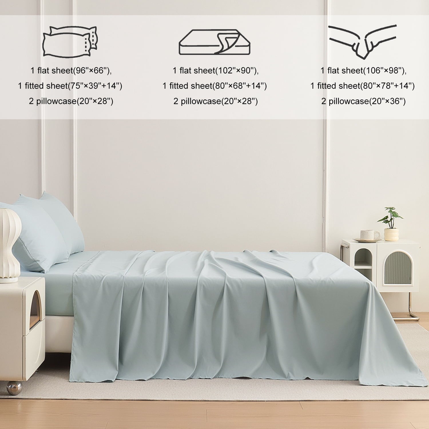Ultra-Soft Sheets Set 4 Piece Queen/Full Size Sheet Set, Soft & Lightweight And Breathable ding Set, Fitted Sheet, Flat Sheet & ... - Cooling Hotel Quality Bedding Sheets and Pillowcases Detail