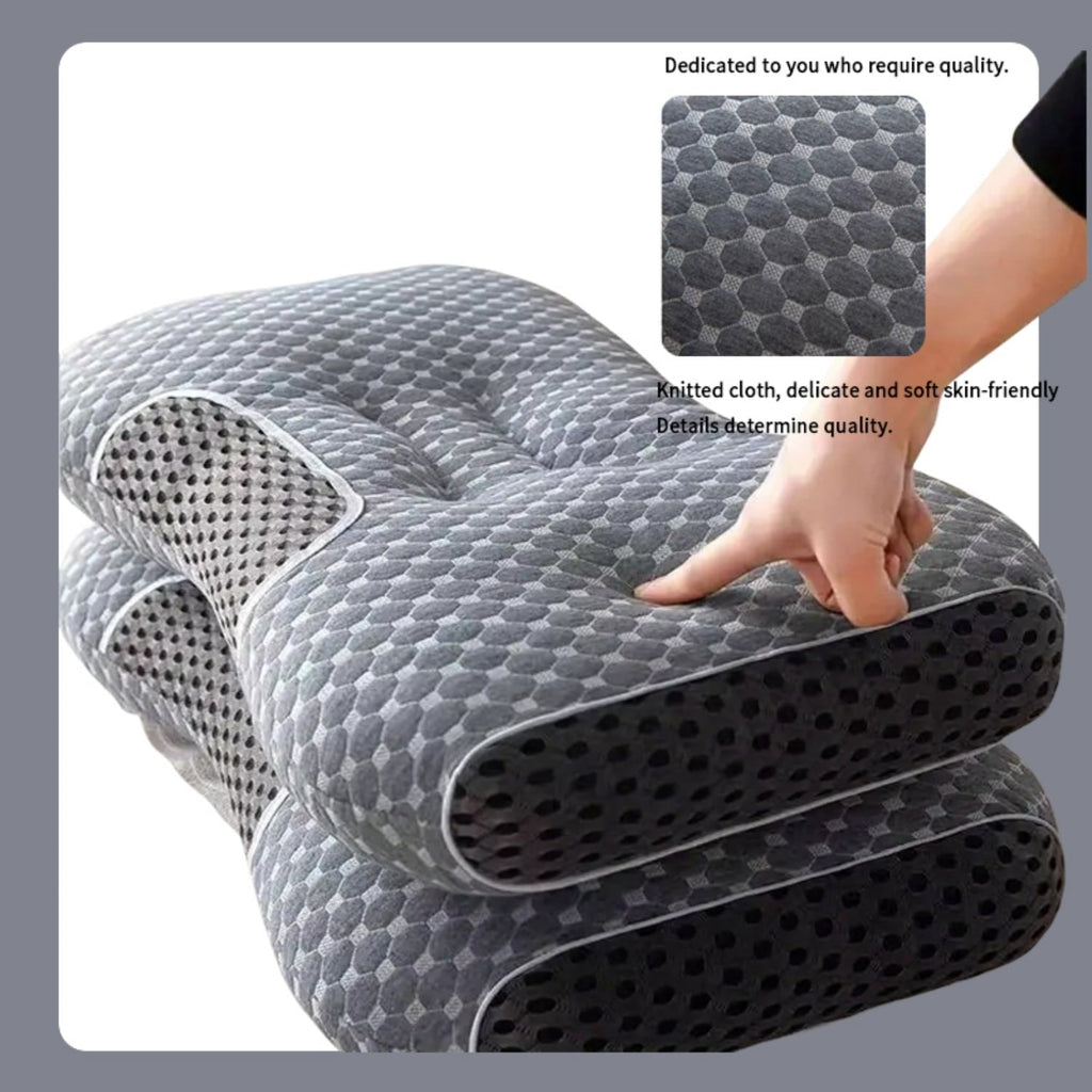 Ergonomic Memory Foam 2-Piece Set - 24"x15" Gray Bed for Back, Side, Stomach Sleepers - Orthopedic Shredded Foam Bed Pillow Set Detail