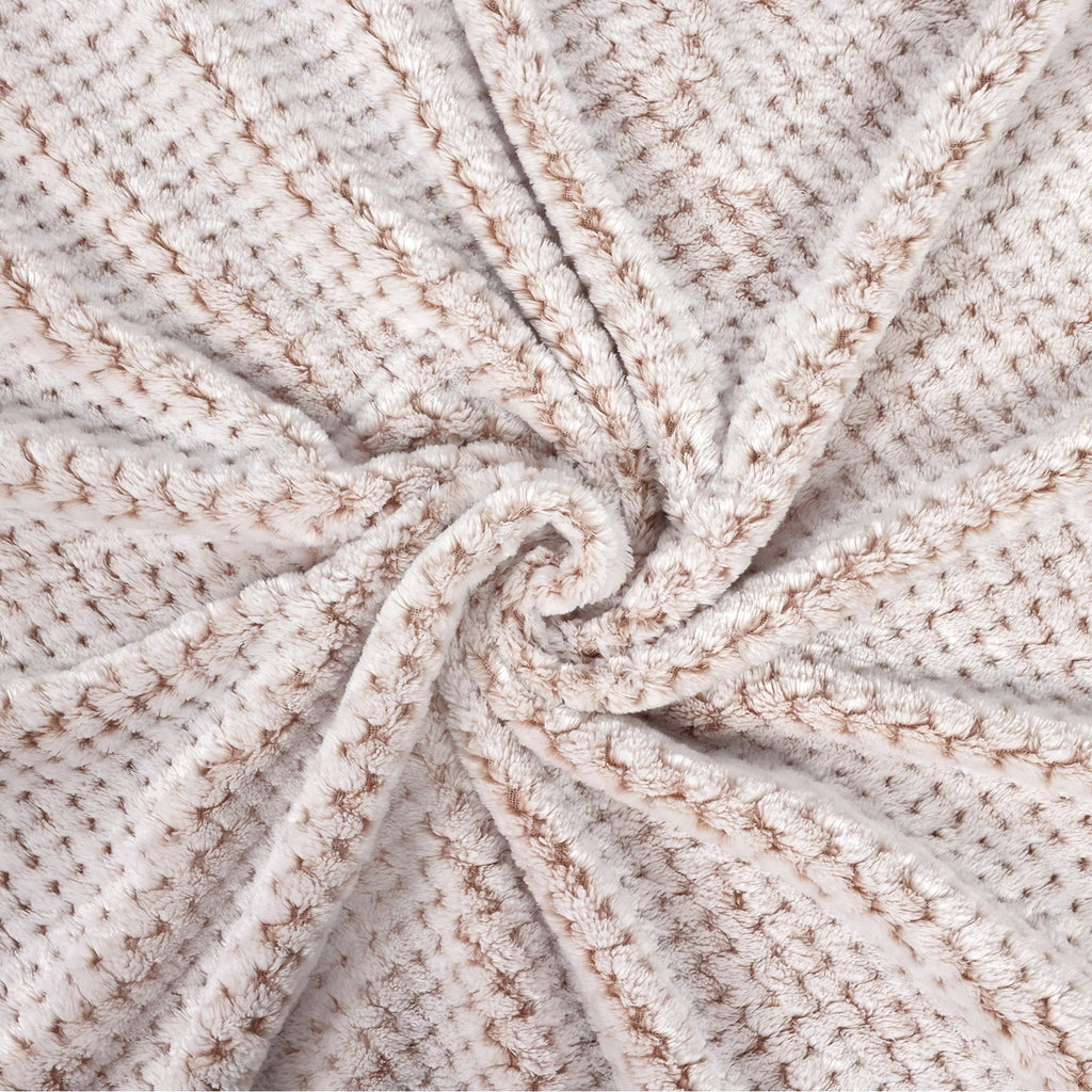 Decorative Knitted Waffle Textured Mixed Camel Fleece Blanket, Super Soft and Warm 50"x70" Throw Blanket for Couch, Cozy, Fuzzy and Ligh... - Lightweight Plush Warm Blanket for All Seasons Detail