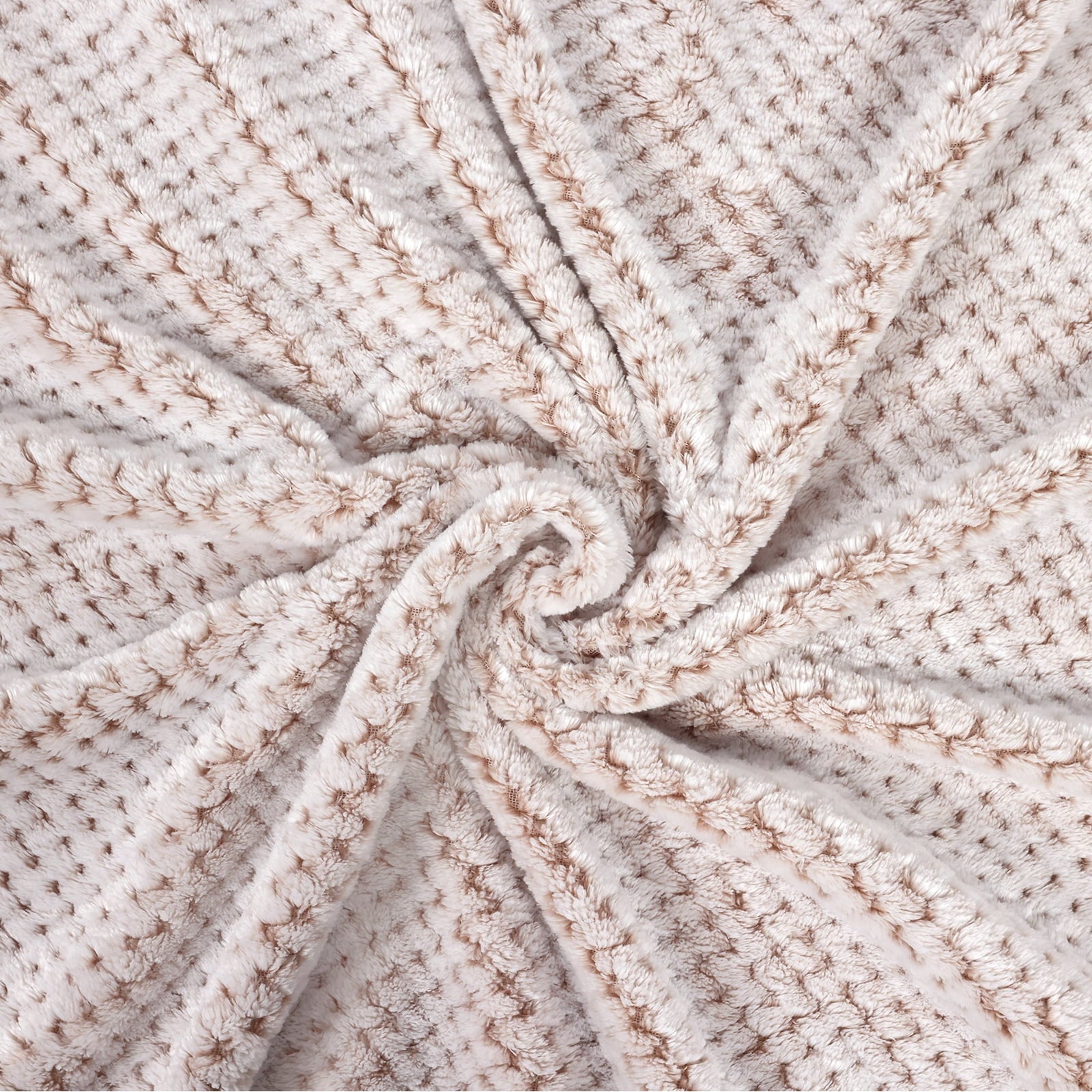 Decorative Knitted Waffle Textured Mixed Camel Fleece Blanket, Super Soft and Warm 50"x70" Throw Blanket for Couch, Cozy, Fuzzy and Ligh... - Lightweight Plush Warm Blanket for All Seasons Detail