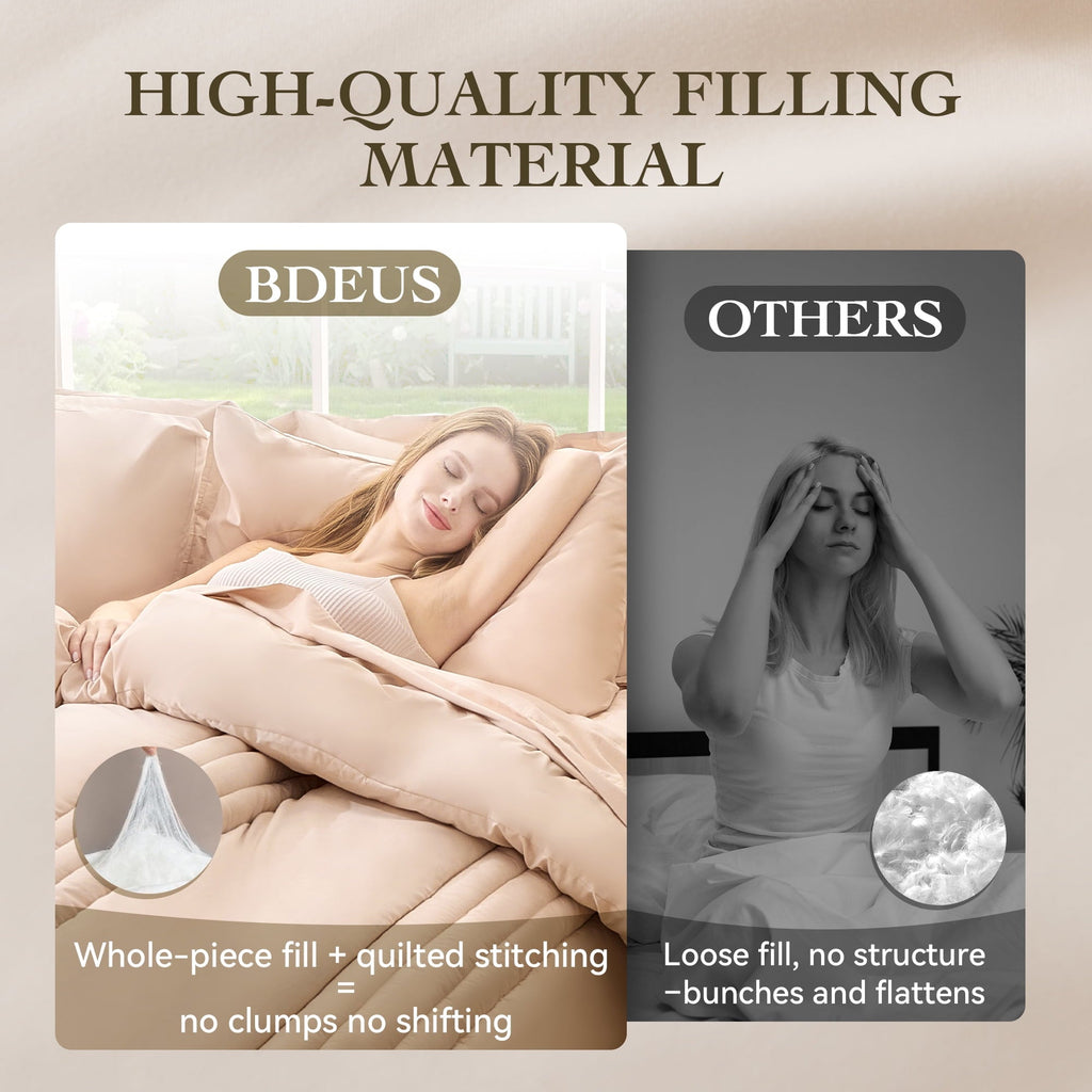 Heavyweight Warmth Twin Comforter Set 4 Pieces,Comforter Set,Bed in a Bag, Bedding Set with Comforter,Fitted Sheet,Flat Sheet,Pillowcase... - Luxurious Quilted Duvet Cover Set Detail