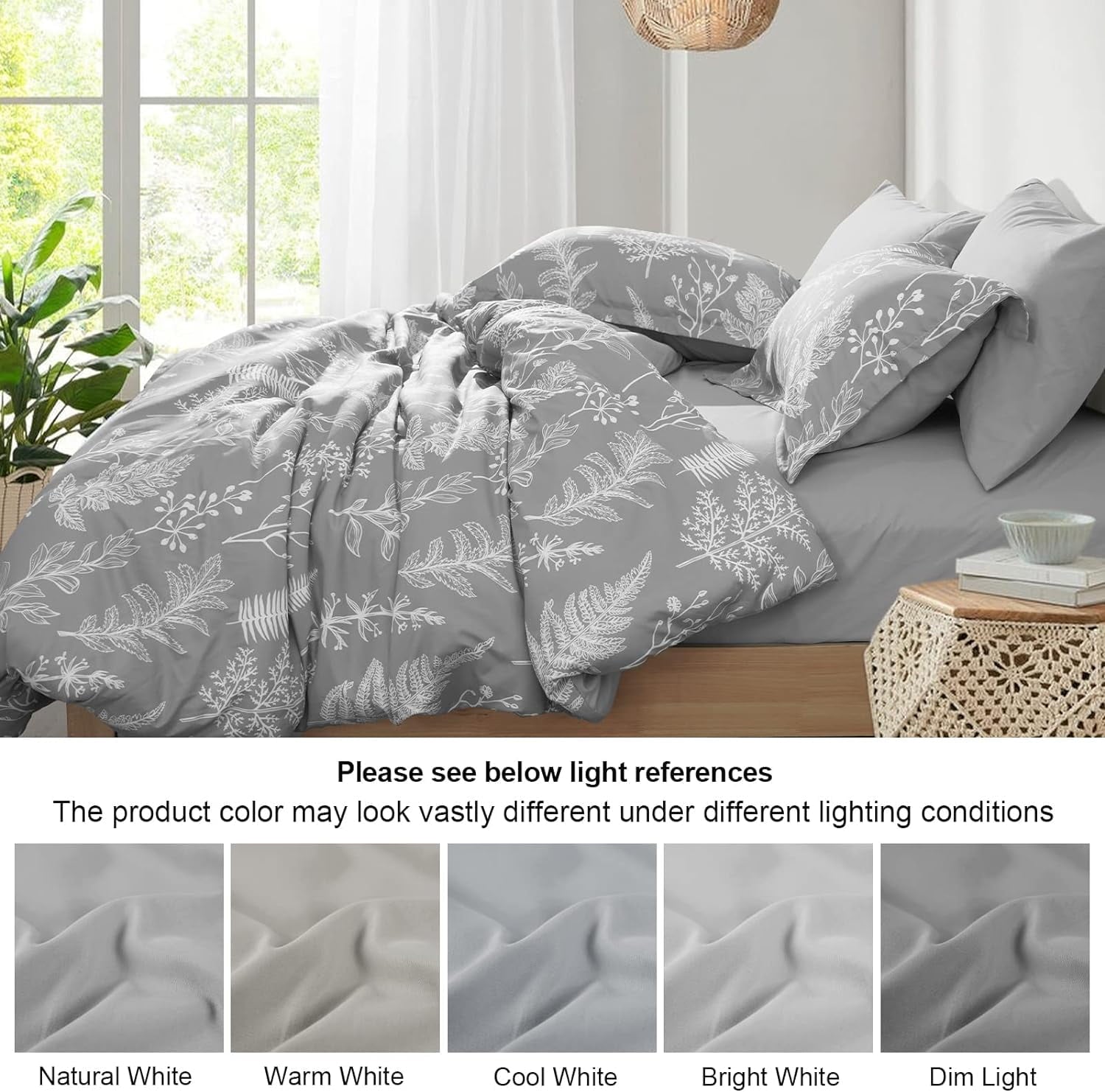 Hypoallergenic Cloud 7 Pieces Printed King Comforter Set, Lightweight Reversible Botanical Bedding Set Include Comforter, Pillow Shams, Fl... - All-Season Down Alternative Comforter Insert Detail