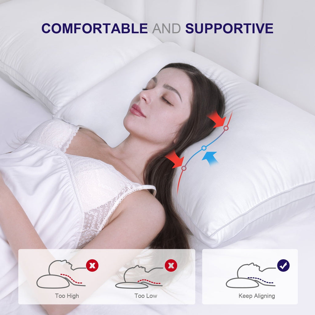 Hotel Collection Bed Pillows 2 Pack Down Alternative Pillows for Bed Queen Size Set of 2 Soft Hotel Collection Gusseted Cooling Pillow... - Ergonomic Memory Foam Pillow for Neck Pain Support Detail