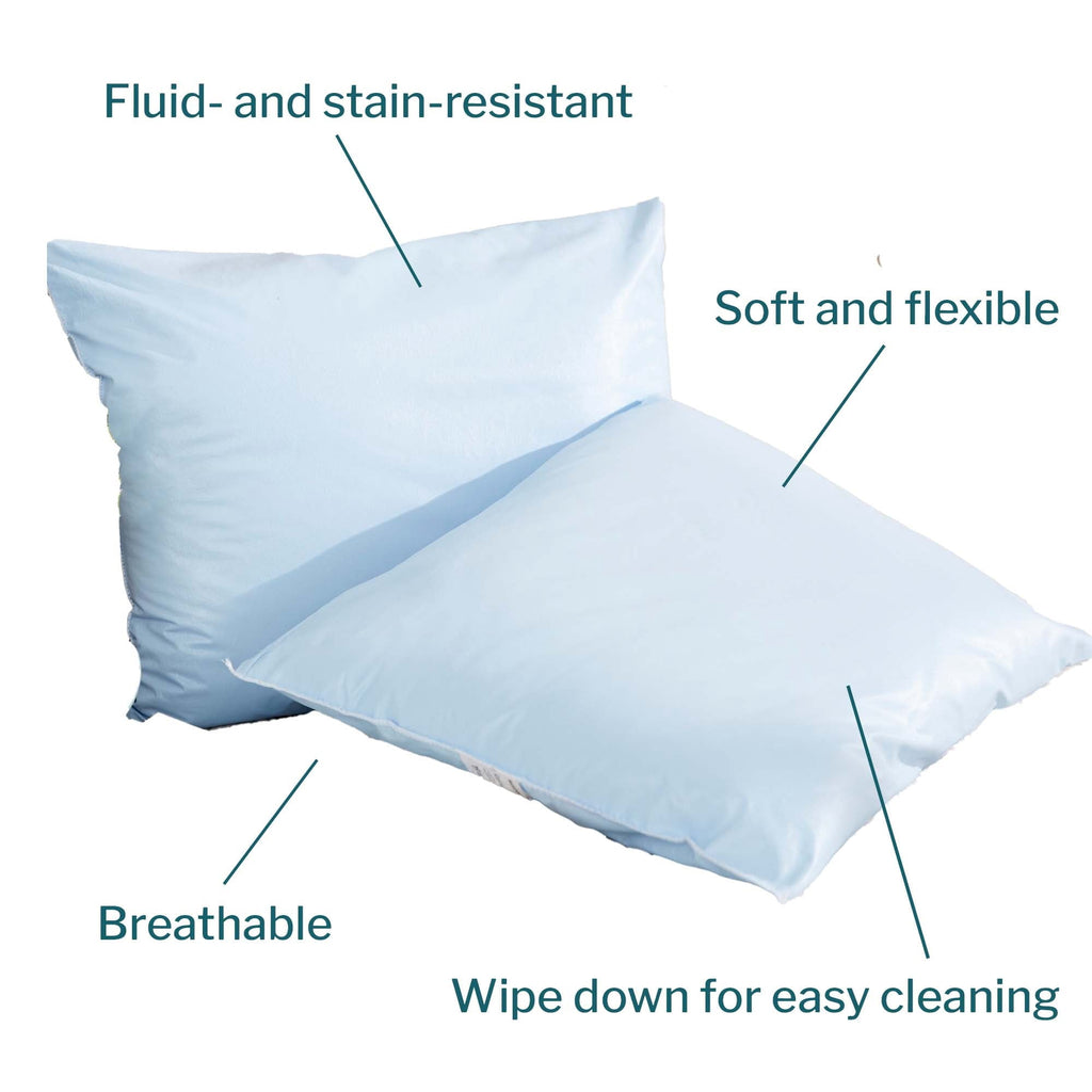 Orthopedic Support Reusable Water-Resistant Soft Polyester Fill Blue Bed Pillow, 19" x 25", 1 Ct - Ergonomic Memory Foam Pillow for Neck Pain Support Detail