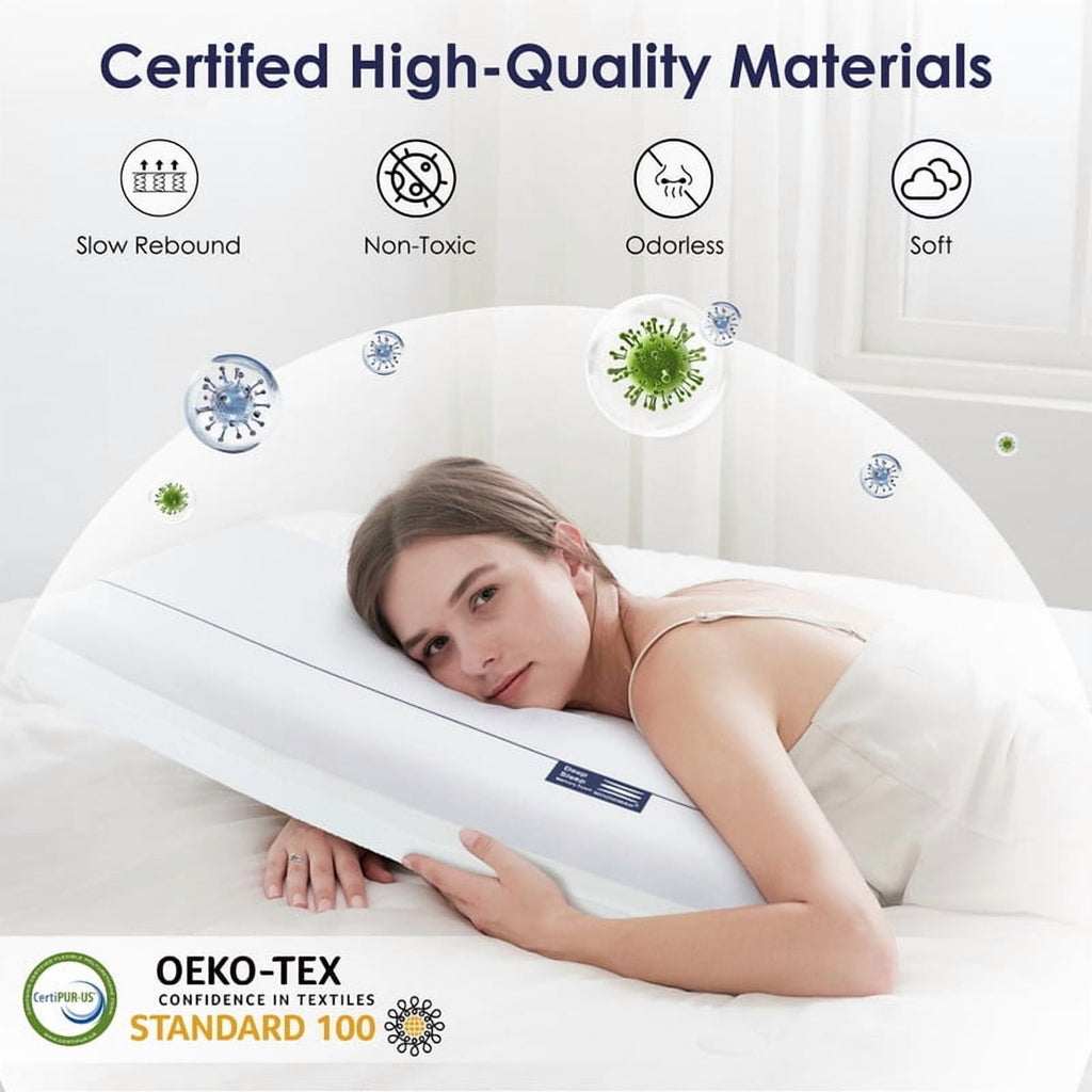 Orthopedic Support Cooling Memory Foam Bed Pillow for Neck Pain Relief, Two-Sided Cooling Pillow for Back, Stomach and Side Sleepers, Tw... - Ergonomic Memory Foam Pillow for Neck Pain Support Detail