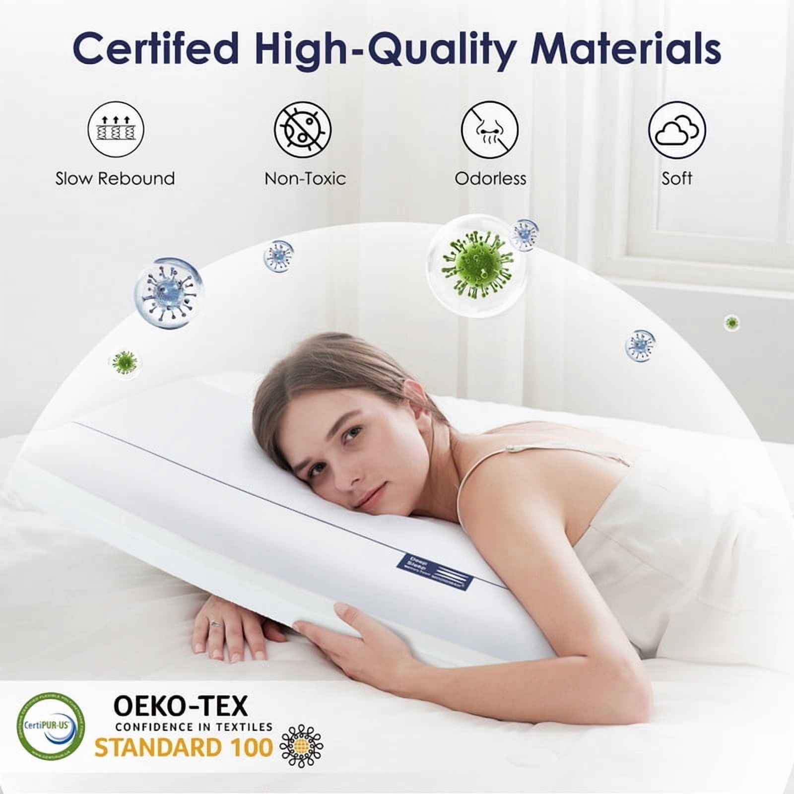 Orthopedic Support Cooling Memory Foam Bed Pillow for Neck Pain Relief, Two-Sided Cooling Pillow for Back, Stomach and Side Sleepers, Tw... - Ergonomic Memory Foam Pillow for Neck Pain Support Detail