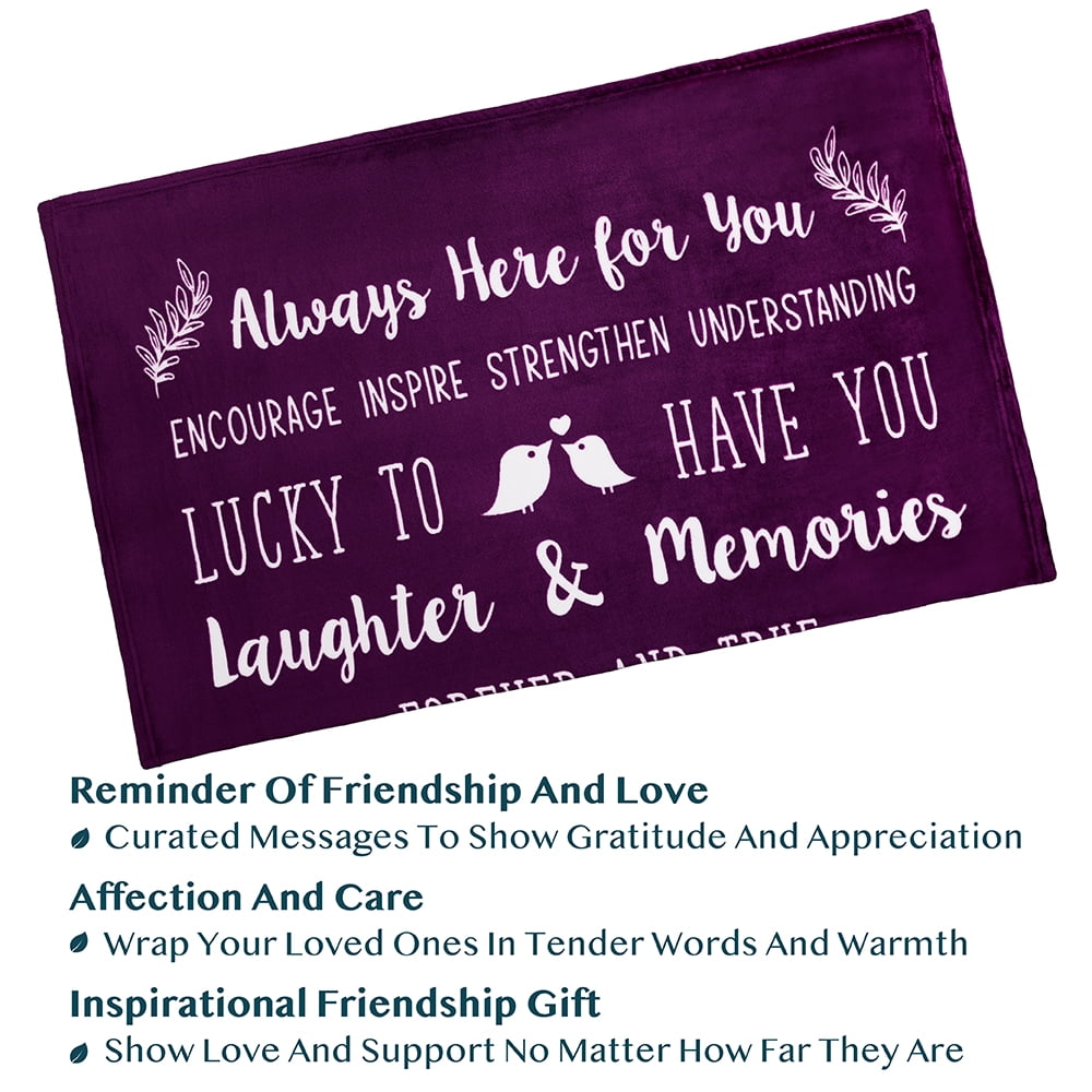 Cozy Fleece Best Friend Blanket, Friendship Gifts for Women Birthday Soul Sister Long Distance Bestie, Soft Cozy Fleece Throw Bla... - Cozy Fleece Throw Blanket for Couch & Bed Detail