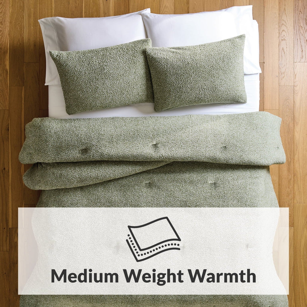 Heavyweight Warmth King, Comforter Set with Shams - Soft and Cozy, Green - All-Season Down Alternative Comforter Insert Detail